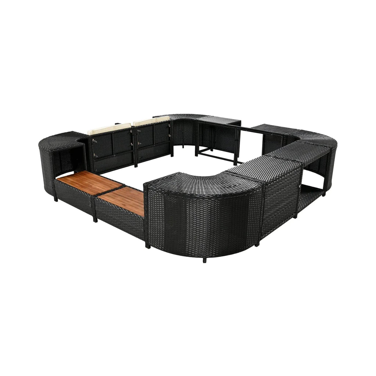 Large Outdoor Quadrilateral Spa Surround Rattan Sectional Sofa Set With Storage | Rattan | Outdoor Furniture Set | Living Room