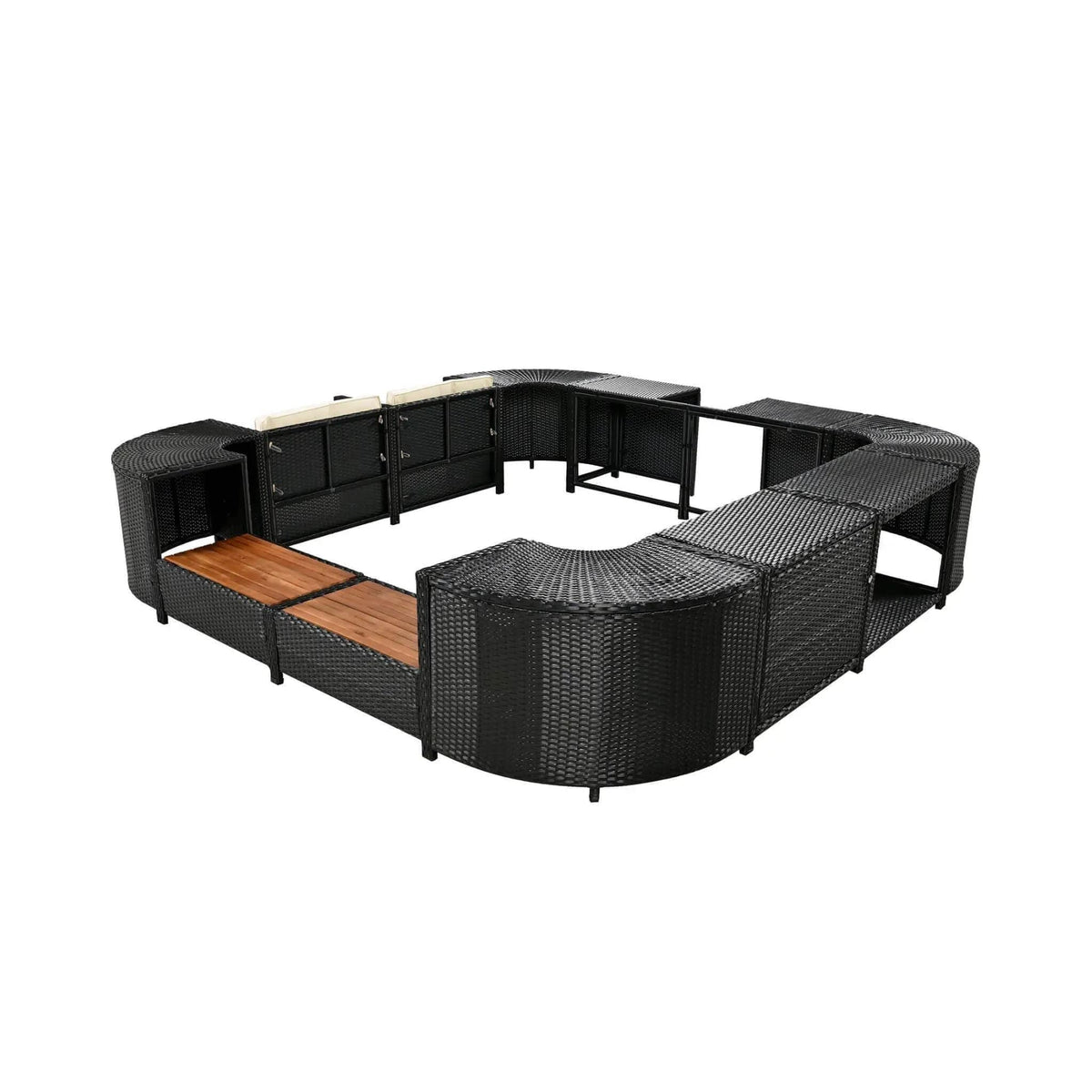Large Outdoor Quadrilateral Spa Surround Rattan Sectional Sofa Set With Storage | Rattan | Outdoor Furniture Set | Living Room