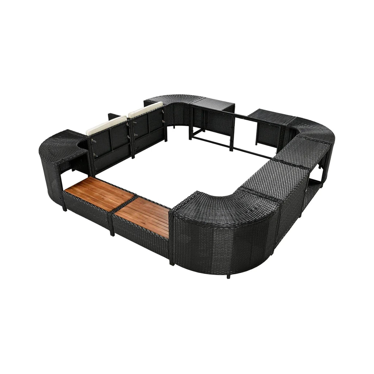 Large Outdoor Quadrilateral Spa Surround Rattan Sectional Sofa Set With Storage | Rattan | Outdoor Furniture Set | Living Room