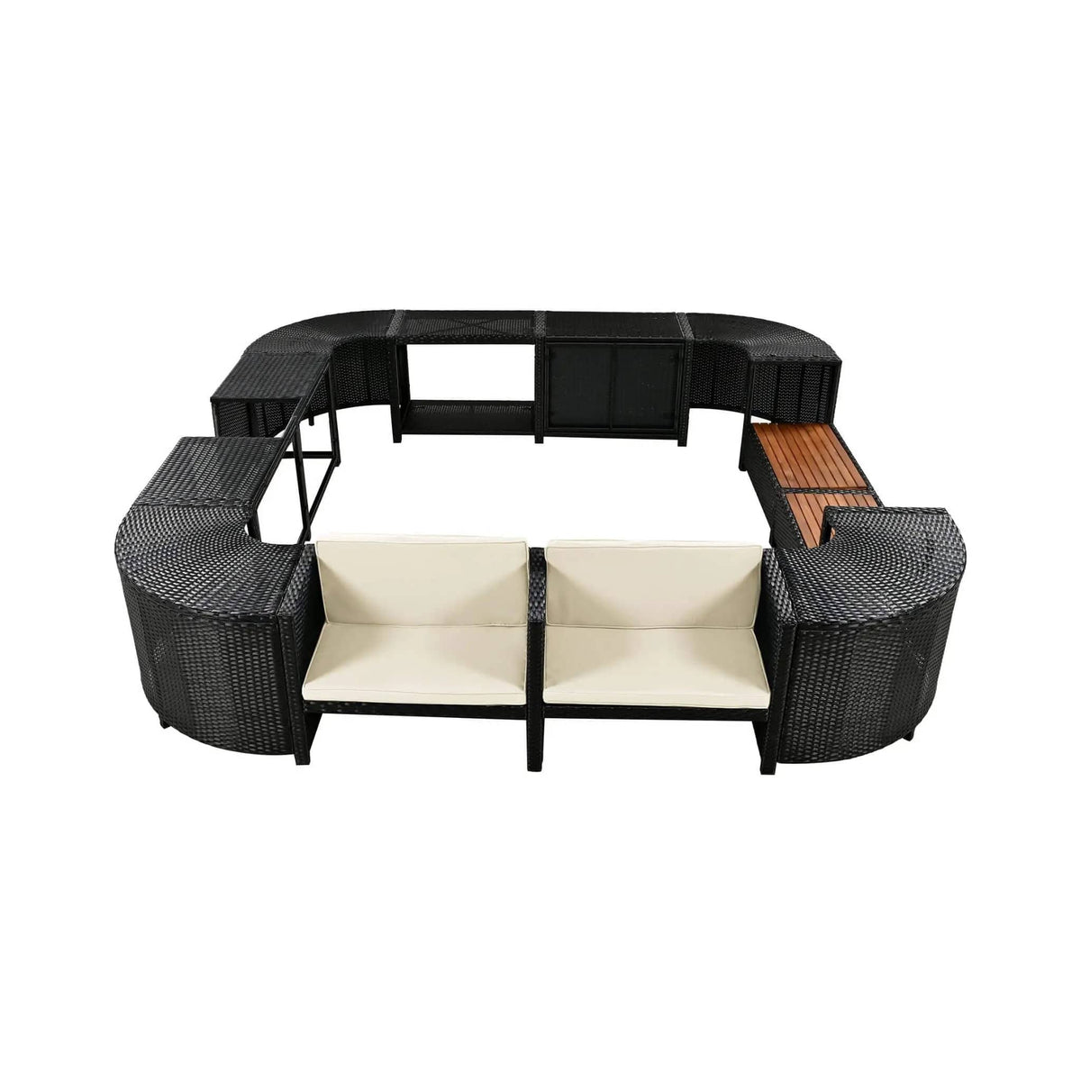 Large Outdoor Quadrilateral Spa Surround Rattan Sectional Sofa Set With Storage | Rattan | Outdoor Furniture Set | Living Room