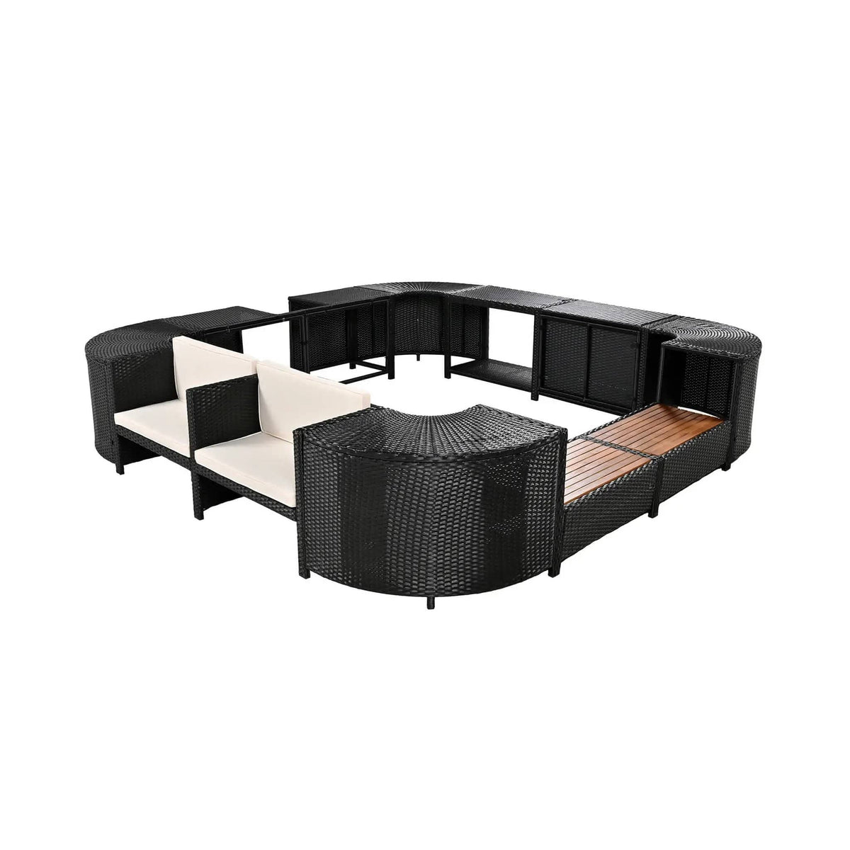 Large Outdoor Quadrilateral Spa Surround Rattan Sectional Sofa Set With Storage | Rattan | Outdoor Furniture Set | Living Room