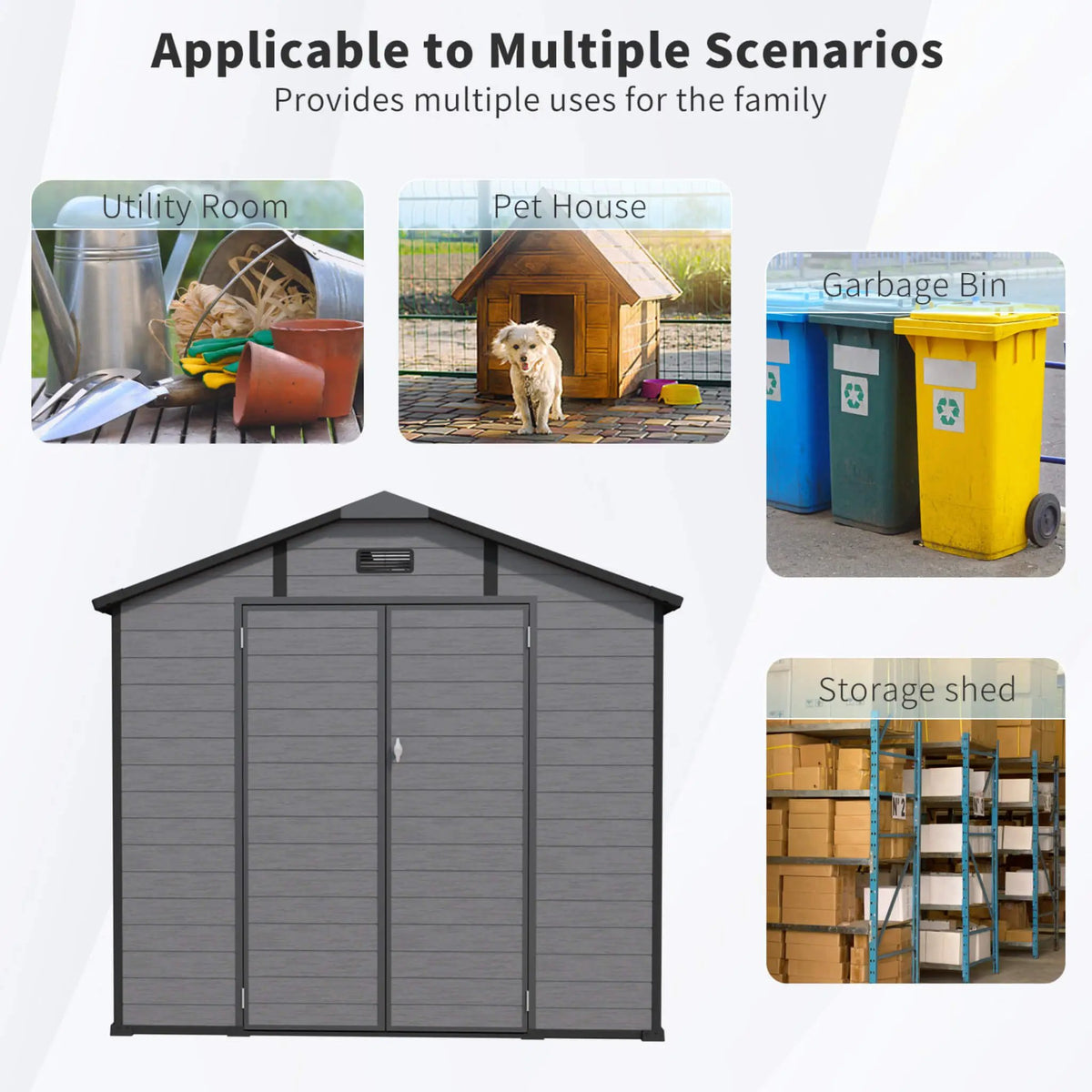 Resin Outdoor Storage Shed | Large Lockable Plastic Design | Window And Floor | Weather-Resistant Build
