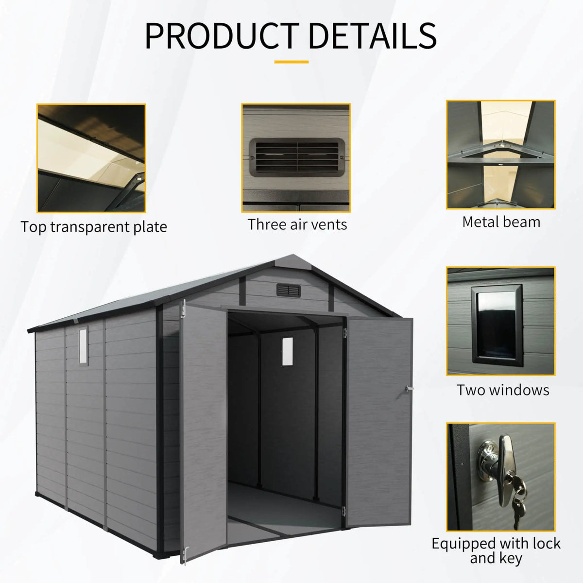 Resin Outdoor Storage Shed | Large Lockable Plastic Design | Window And Floor | Weather-Resistant Build
