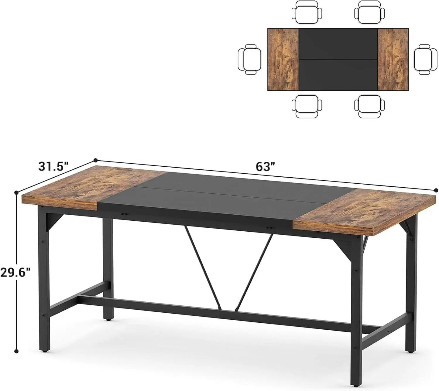 Large Rustic Computer Desk for Home Office Workstation from PriceLows™