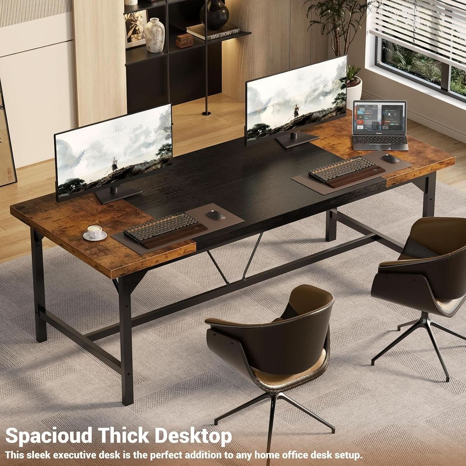 Large Rustic Computer Desk for Home Office Workstation from PriceLows™