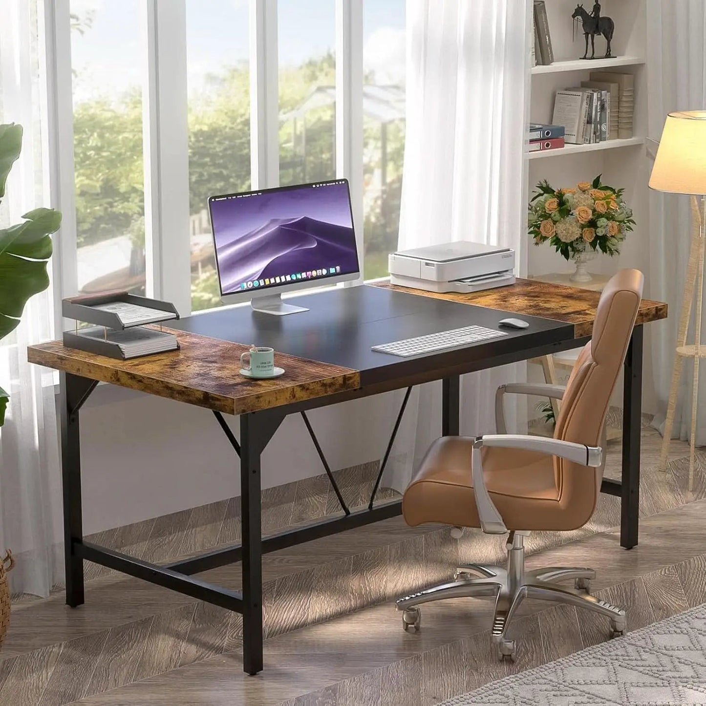 Large Rustic Computer Desk for Home Office Workstation from PriceLows™