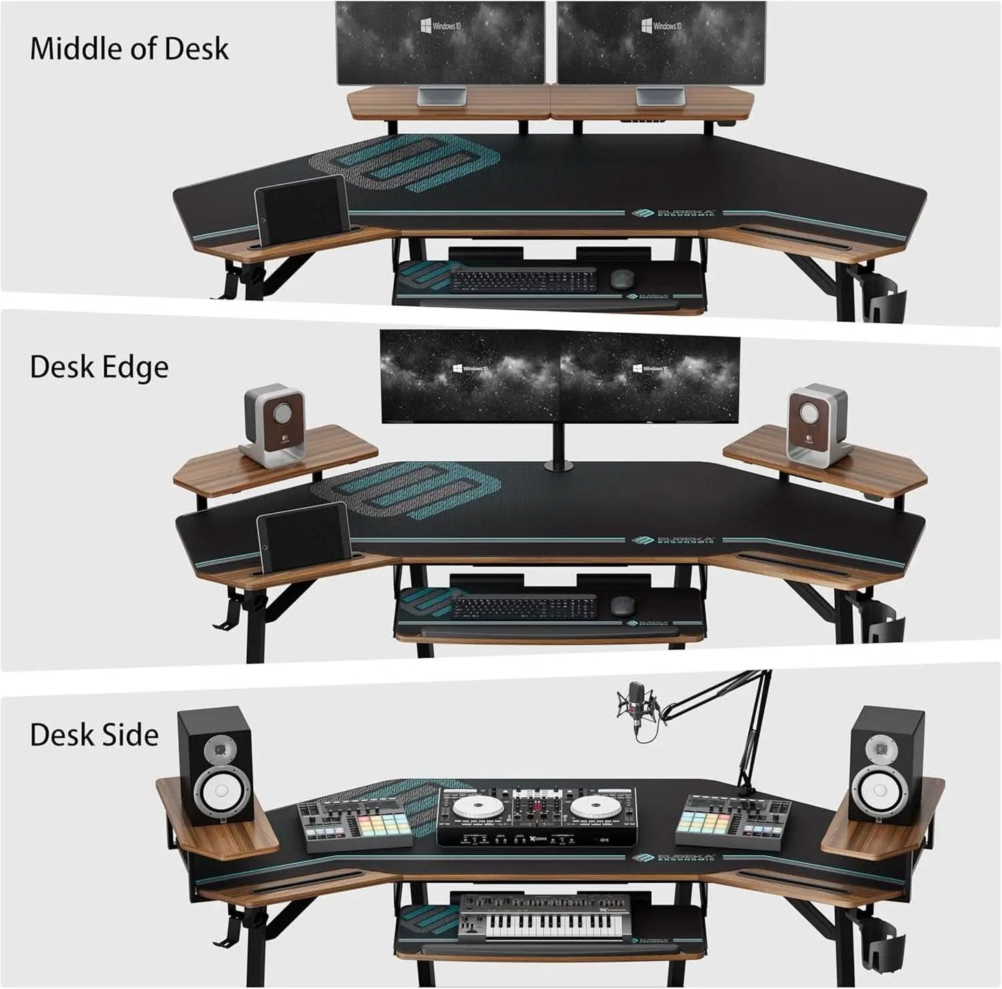 Large Wing-Shaped Gaming Desk With Keyboard Tray from PriceLows™
