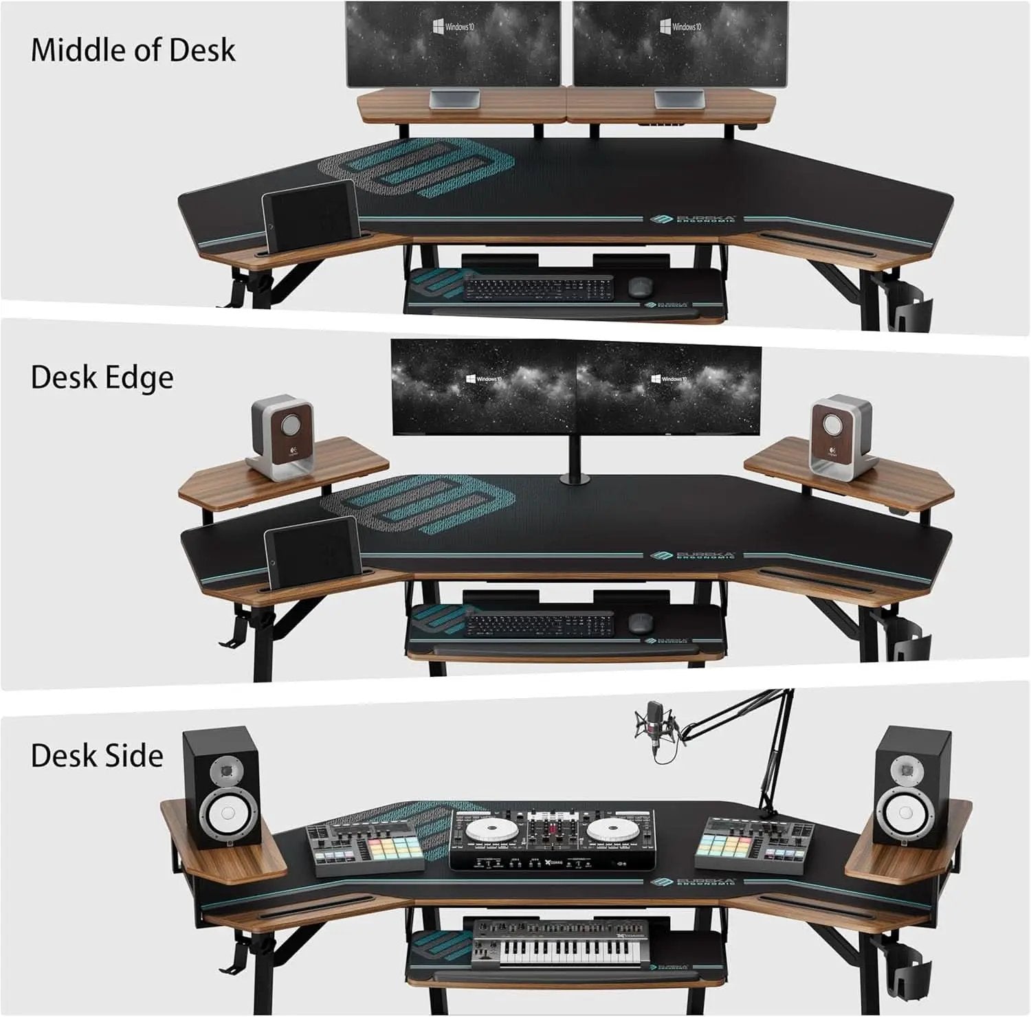 Large Wing-Shaped Gaming Desk With Keyboard Tray from PriceLows™