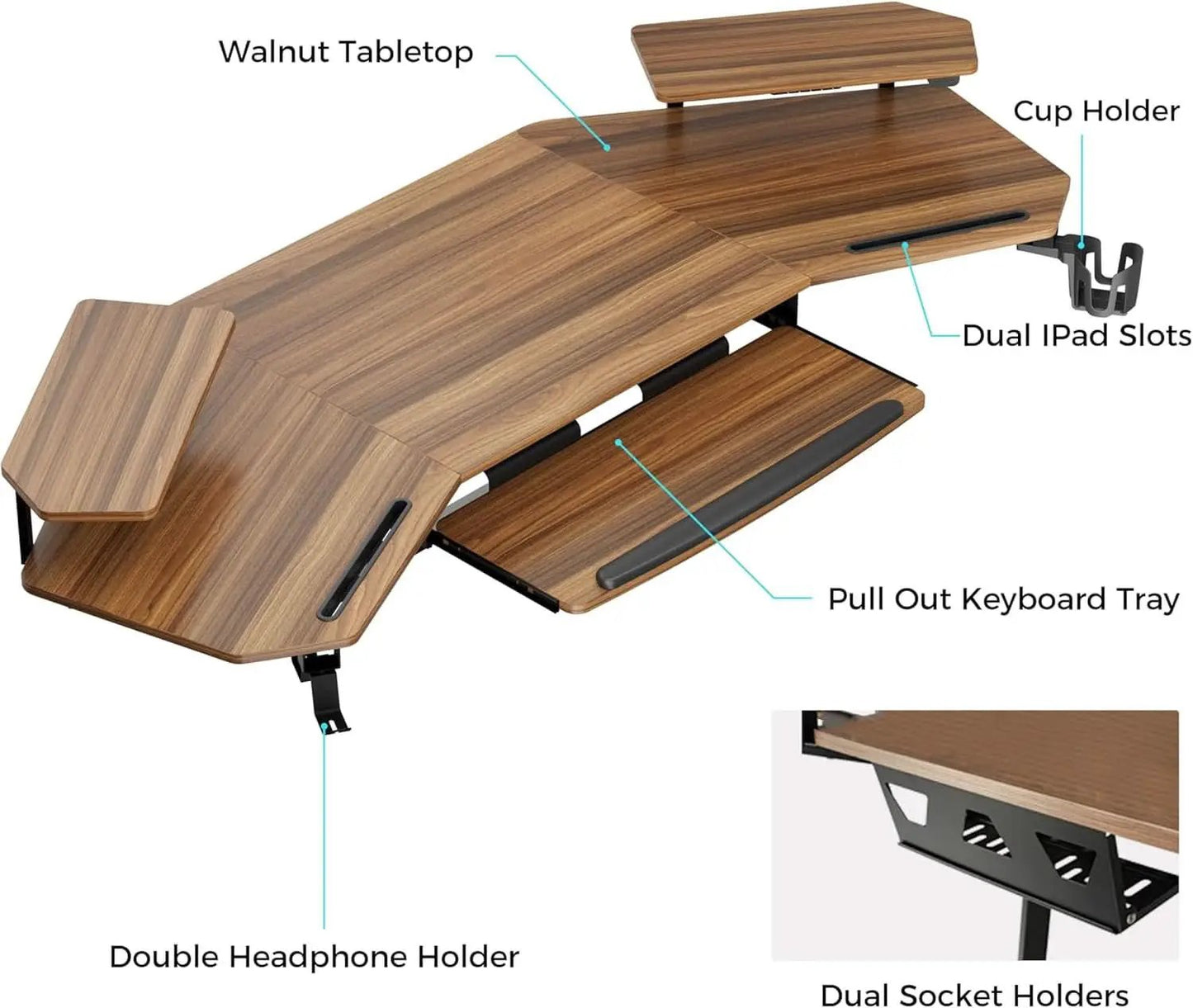 Large Wing-Shaped Gaming Desk With Keyboard Tray from PriceLows™