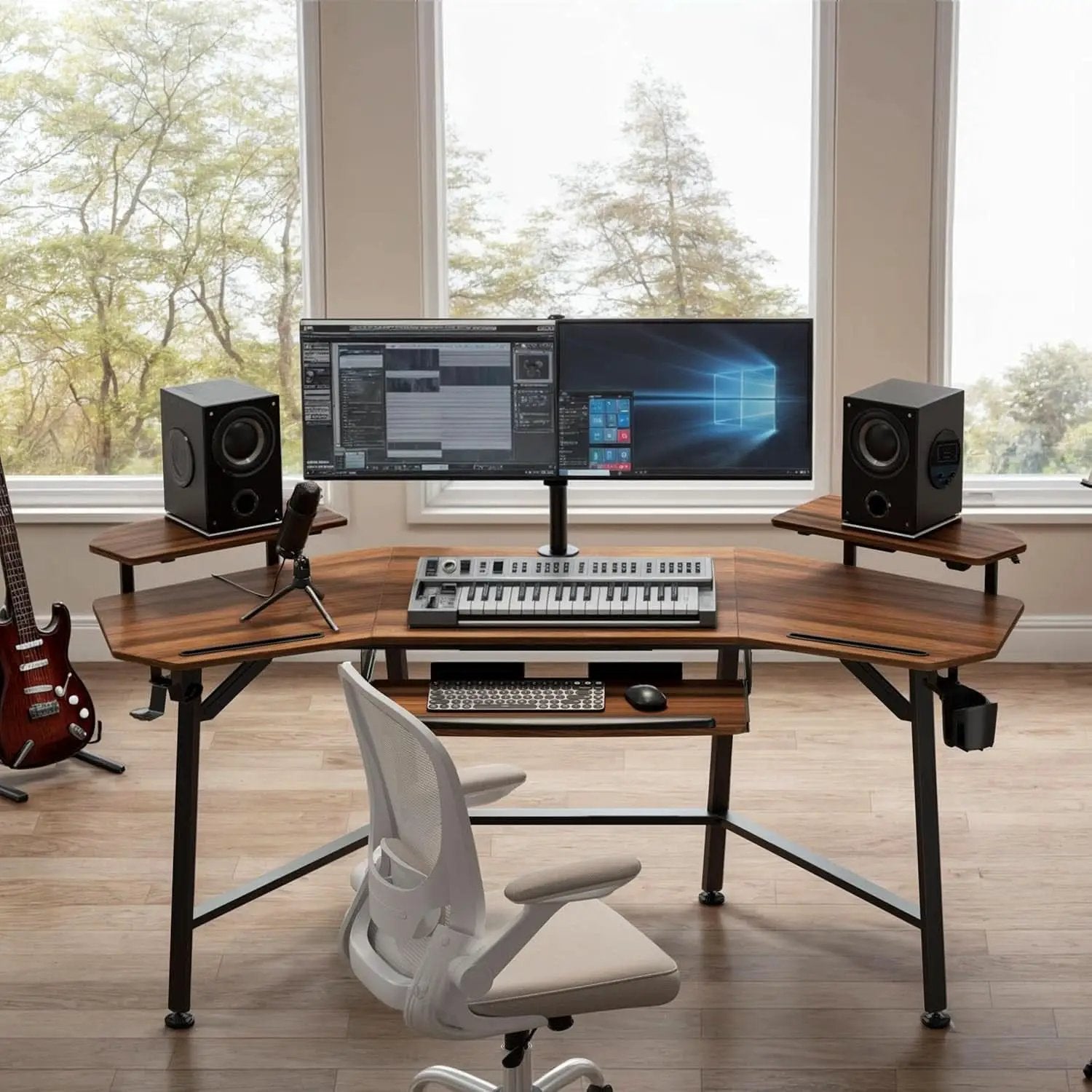 Large Wing-Shaped Gaming Desk With Keyboard Tray from PriceLows™