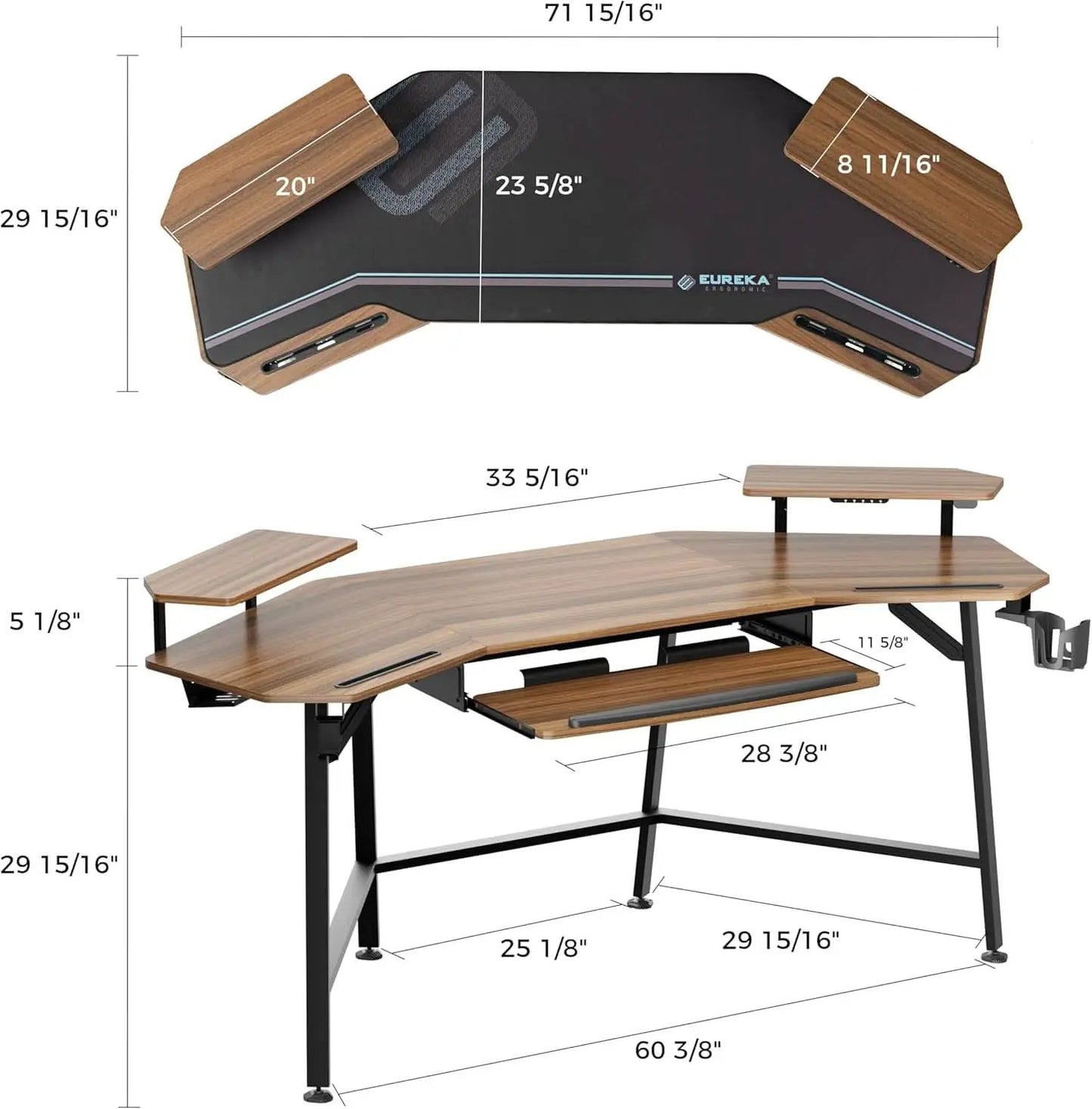 Large Wing-Shaped Gaming Desk With Keyboard Tray from PriceLows™