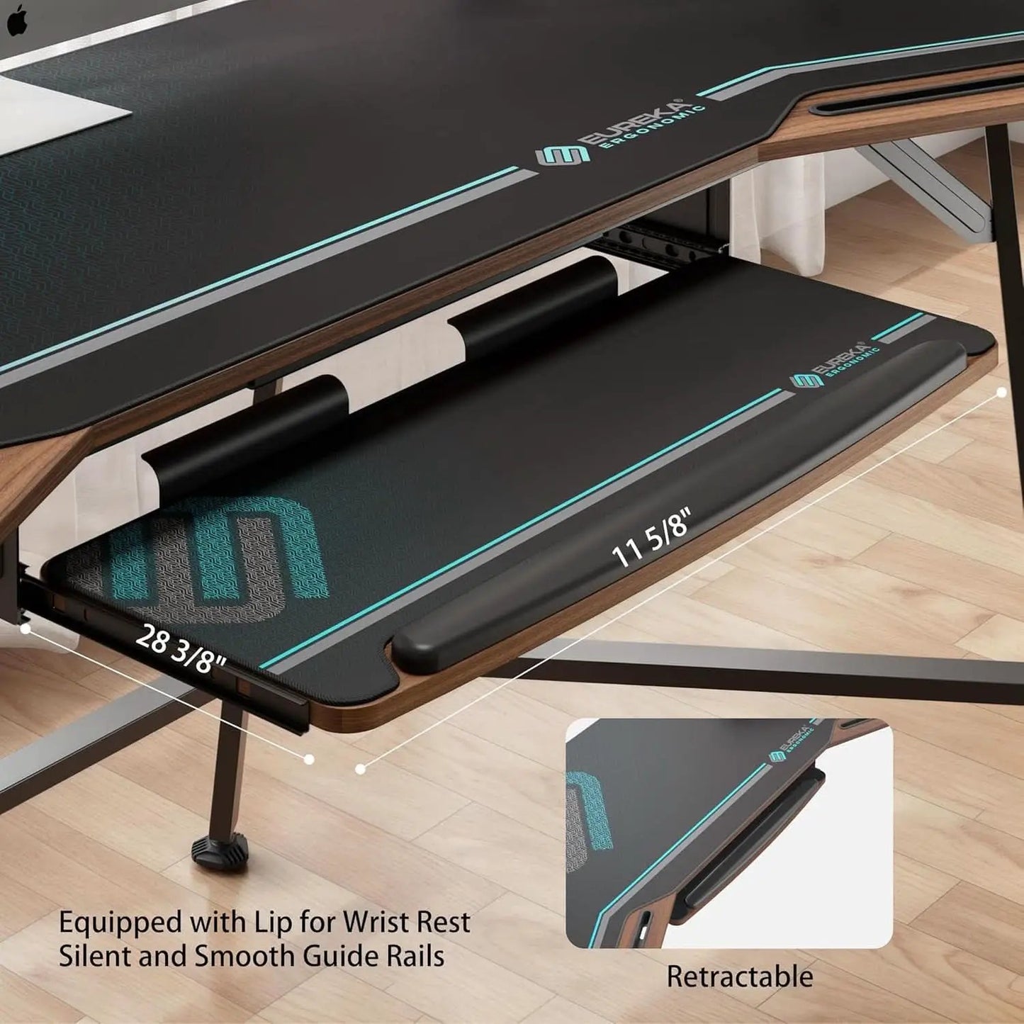 Large Wing-Shaped Gaming Desk With Keyboard Tray from PriceLows™