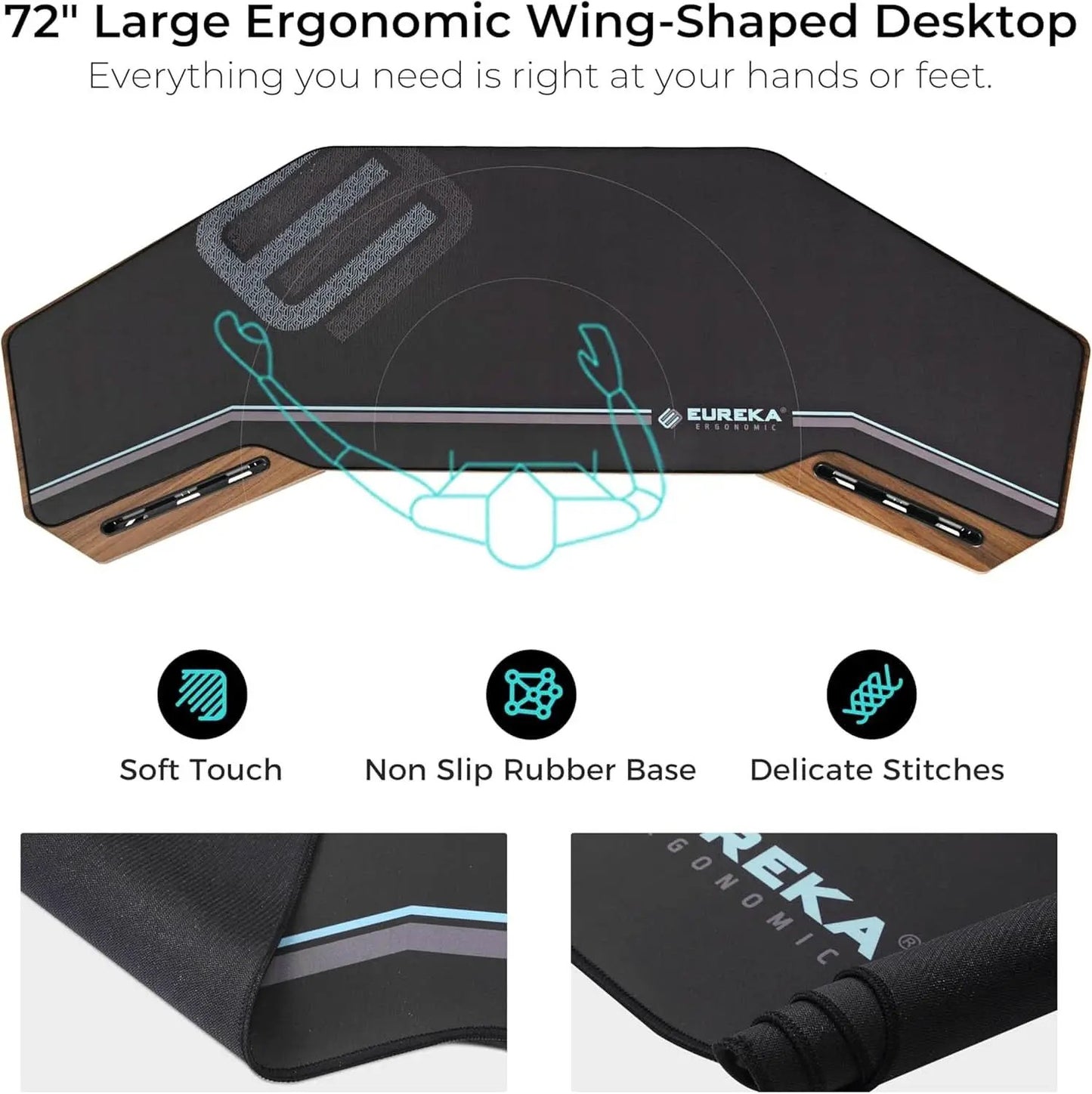 Large Wing-Shaped Gaming Desk With Keyboard Tray from PriceLows™