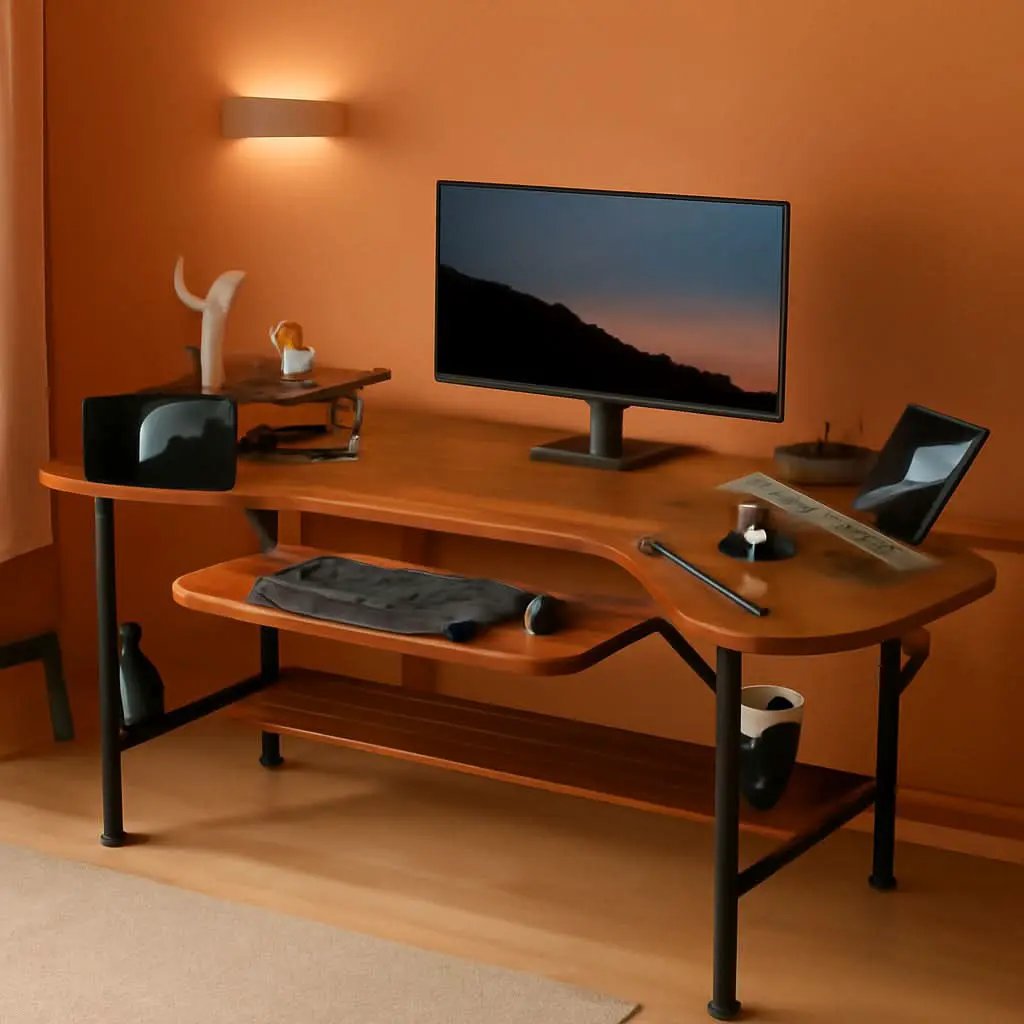 Large Wing-Shaped Gaming Desk With Keyboard Tray from PriceLows™