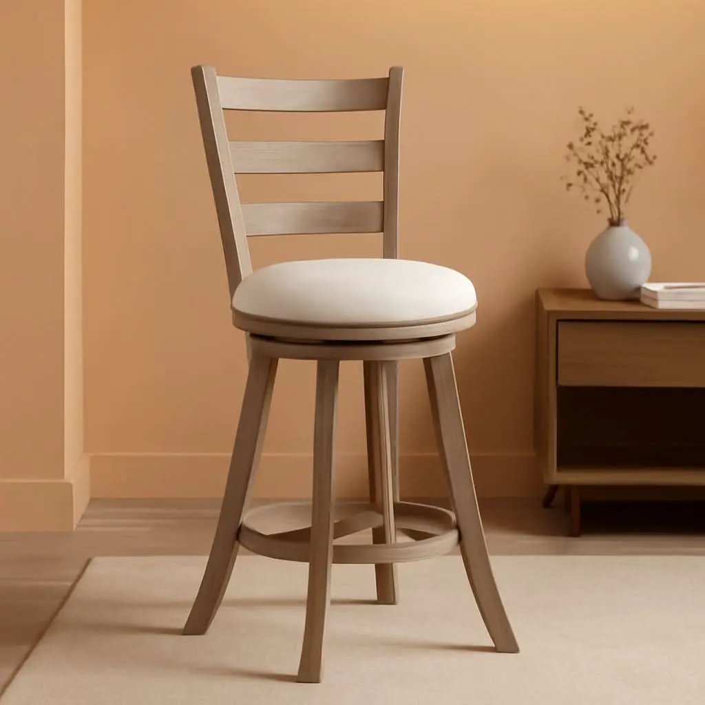 Laymon Modern Wood Bar Height Swivel Stool Gray Brown from PriceLows™