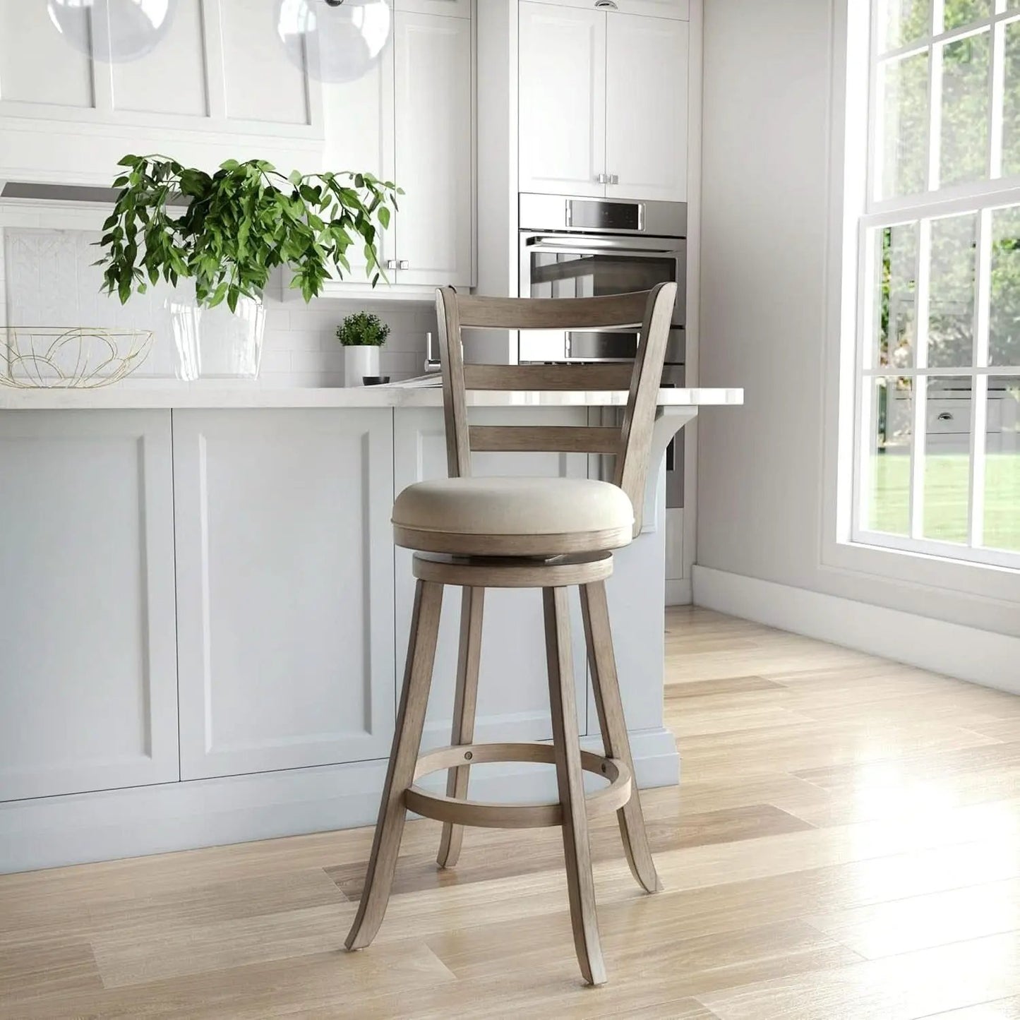 Laymon Modern Wood Bar Height Swivel Stool Gray Brown from PriceLows™