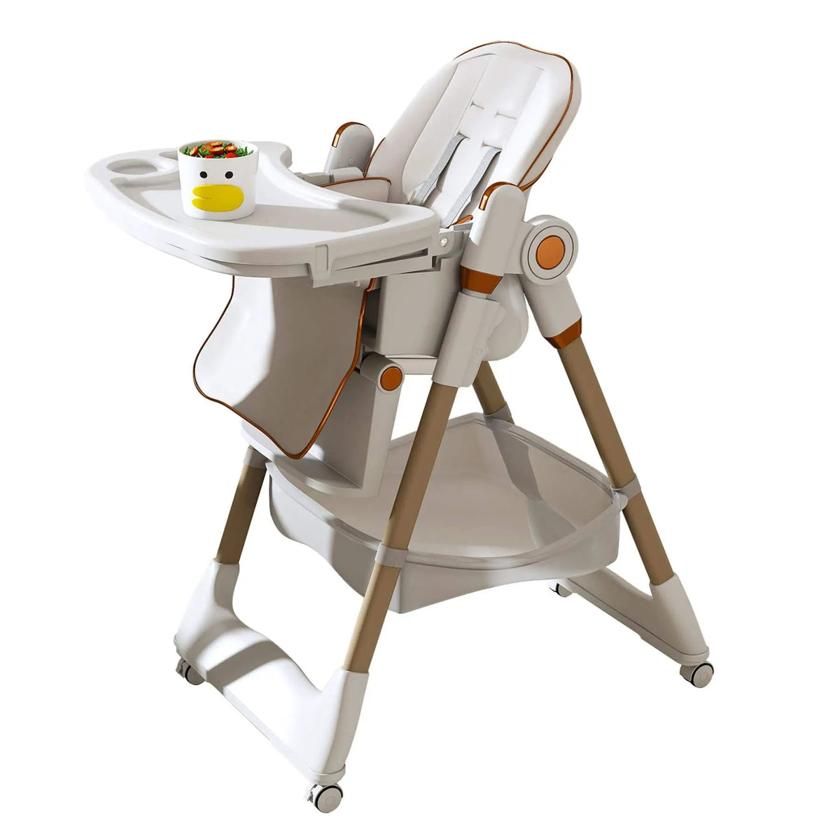 Baby High Chair | 5 Height Settings | Dual Layer Tray | White
