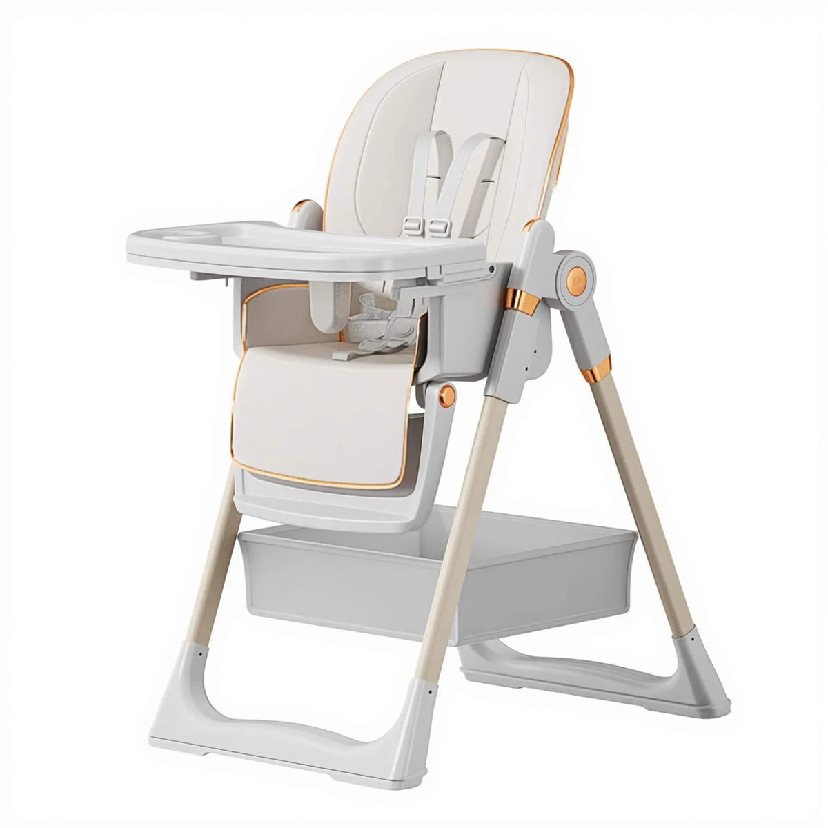 Baby High Chair | 5 Height Settings | Dual Layer Tray | White