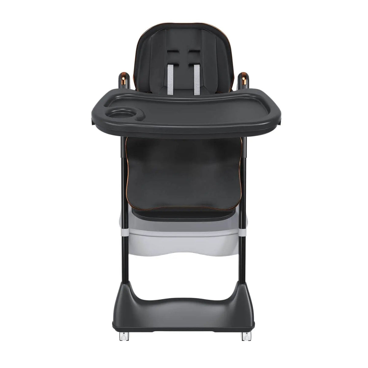 Baby High Chair | Adjustable 5 Height | Dual Layer Tray | Black 0 6 Years