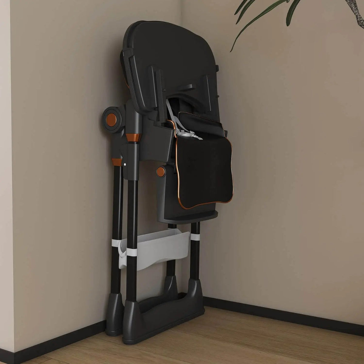 Baby High Chair | Adjustable 5 Height | Dual Layer Tray | Black 0 6 Years