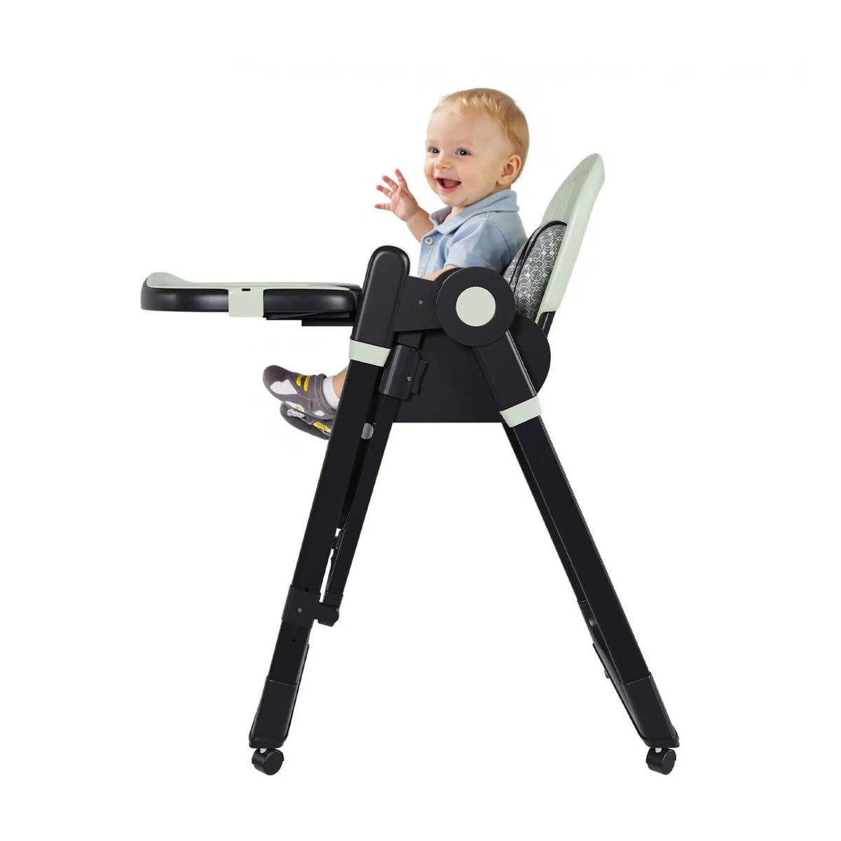 Adjustable Baby High Chair | 5 Height Settings | Dual Layer Tray | Dark Green