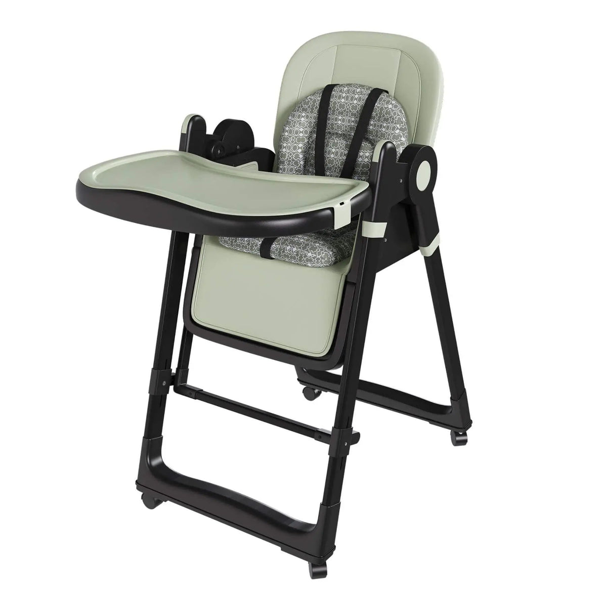 Adjustable Baby High Chair | 5 Height Settings | Dual Layer Tray | Dark Green