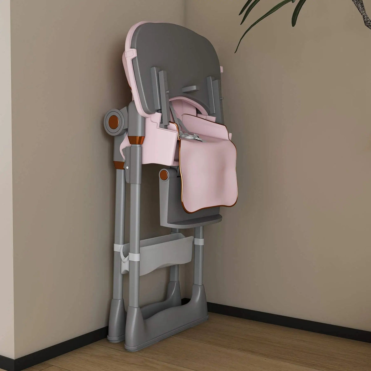 Adjustable Baby High Chair | 5 Height Settings | Detachable Tray | Pink
