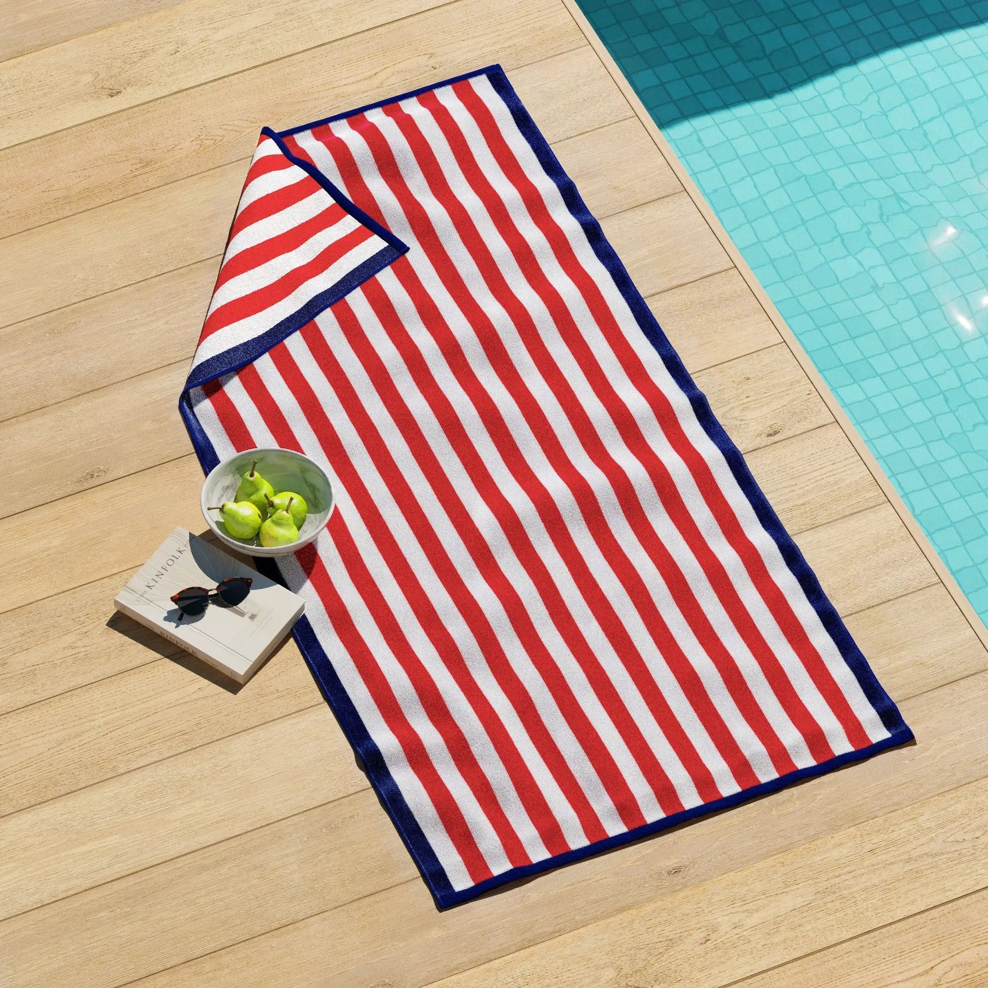 Oversized Striped Border Cabana Beach Towel - Santa Cruz from PriceLows™
