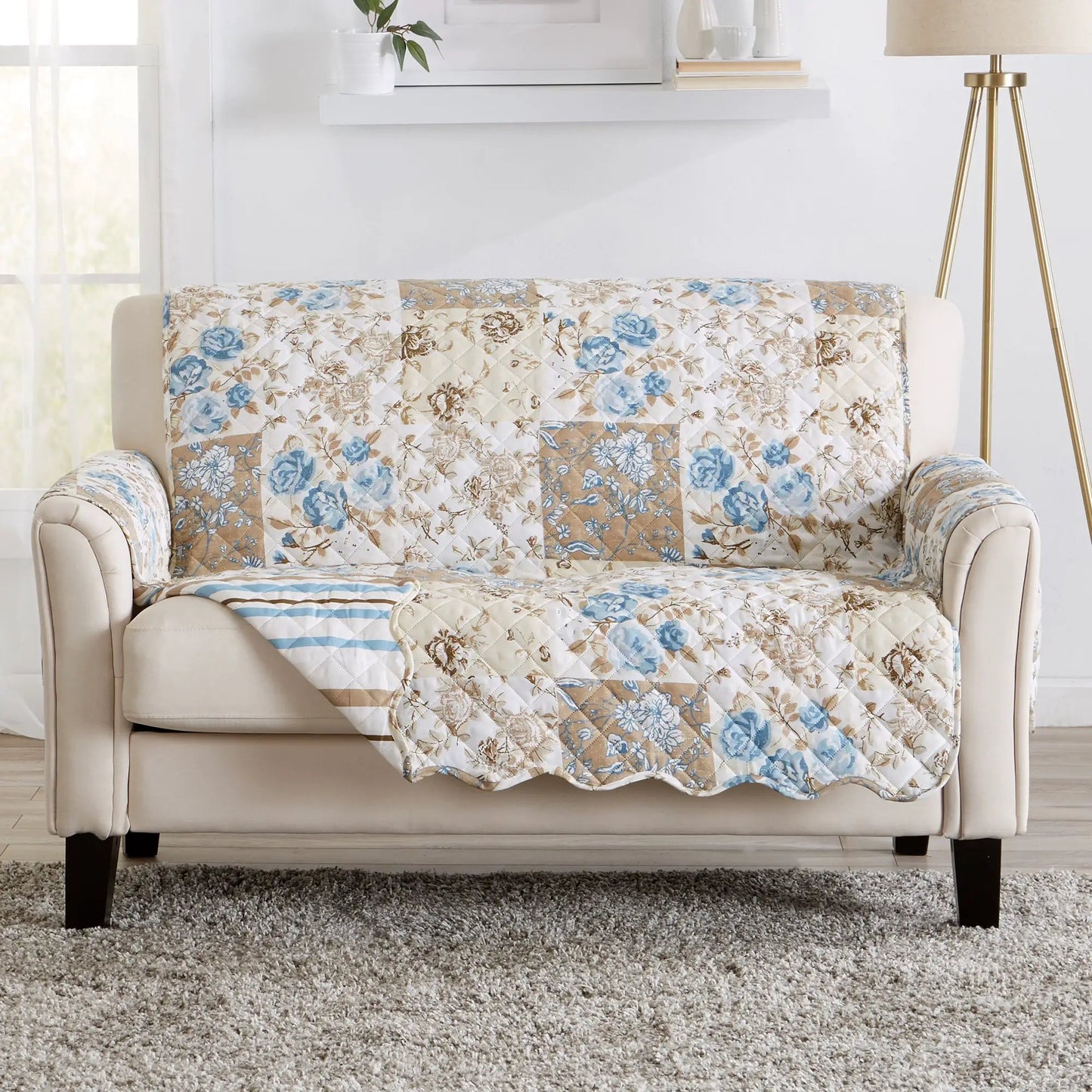 Reversible Floral Patchwork Furniture Protector - Maribel Collection from PriceLows™