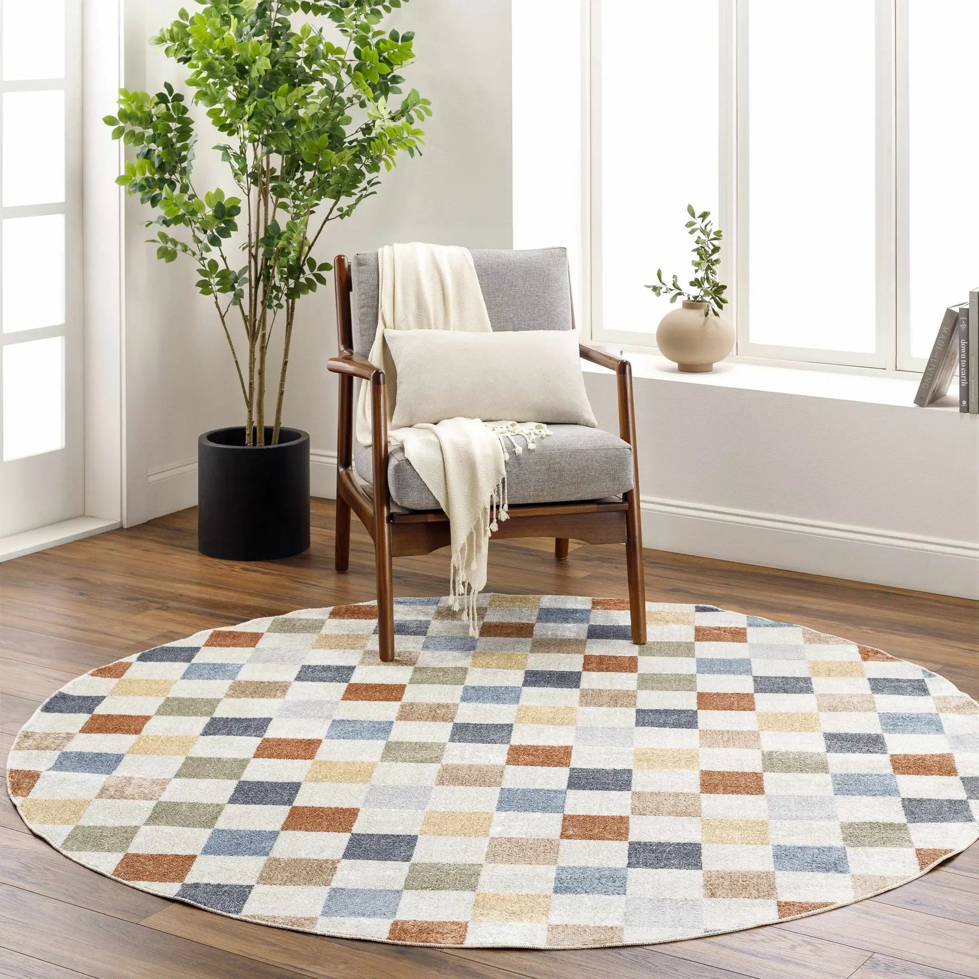 Alie Colorful Checkered Washable Rug from PriceLows™