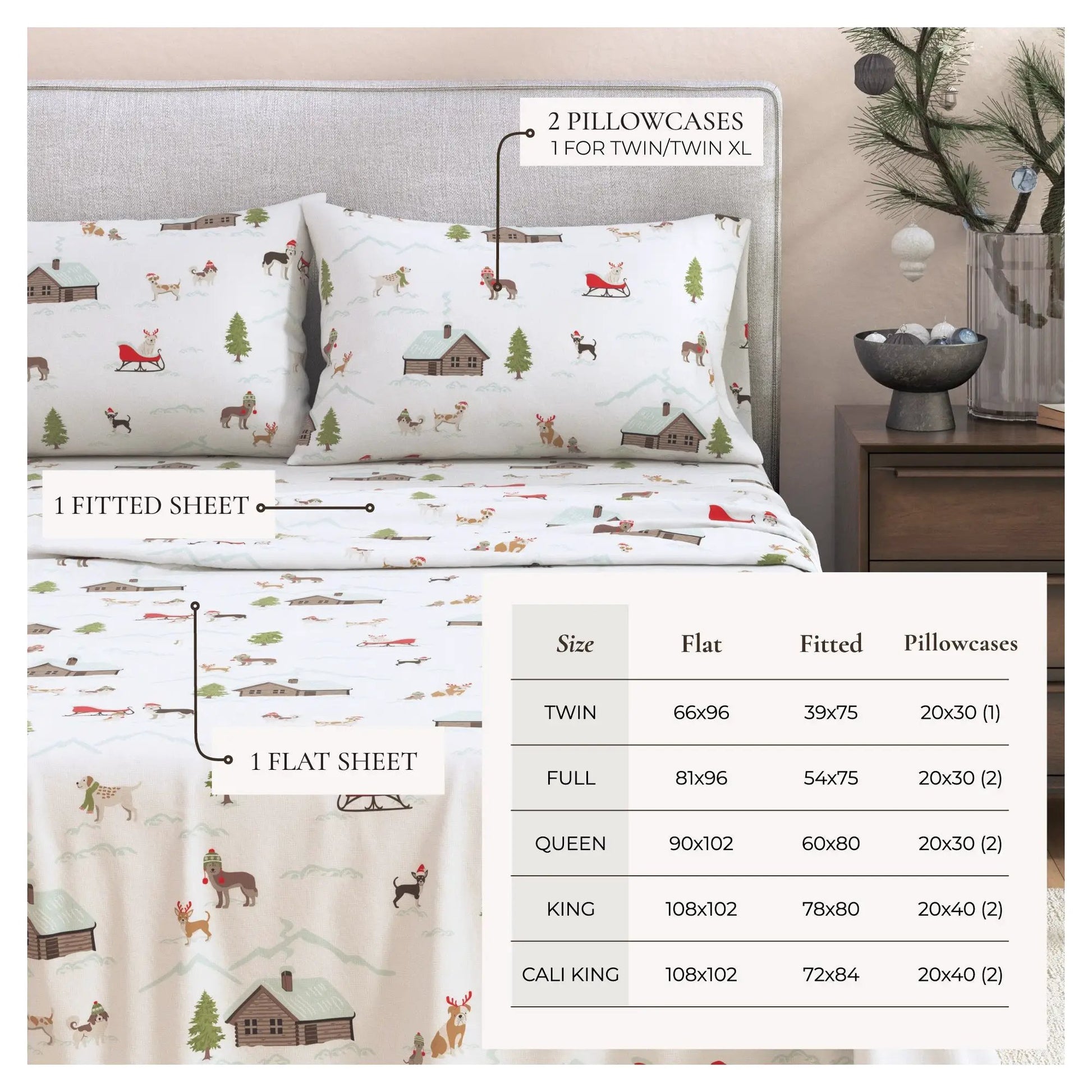 Turkish Cotton Christmas Flannel Sheet - Whittaker Collection from PriceLows™