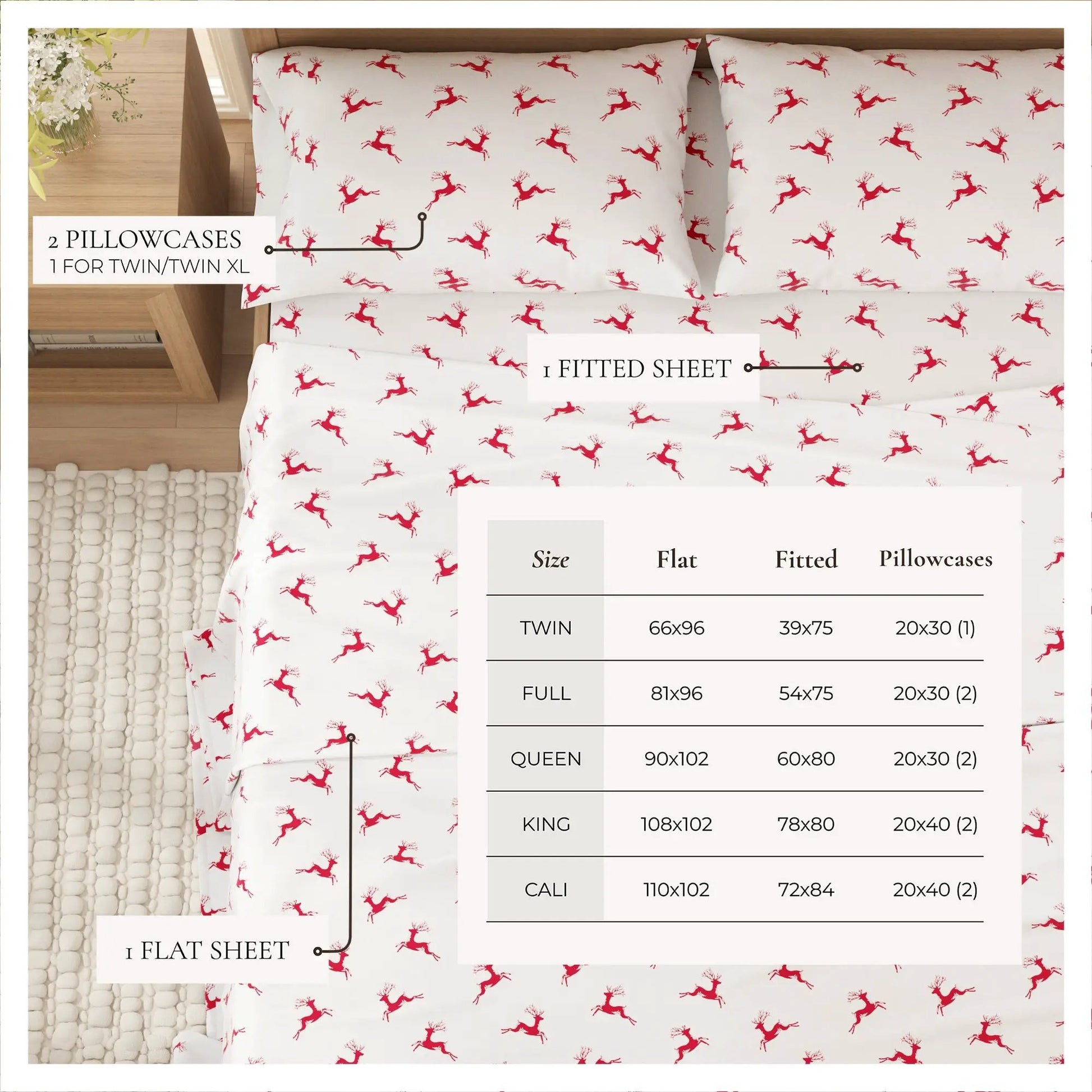 Turkish Cotton Christmas Flannel Sheet Set - Whittaker Collection from PriceLows™