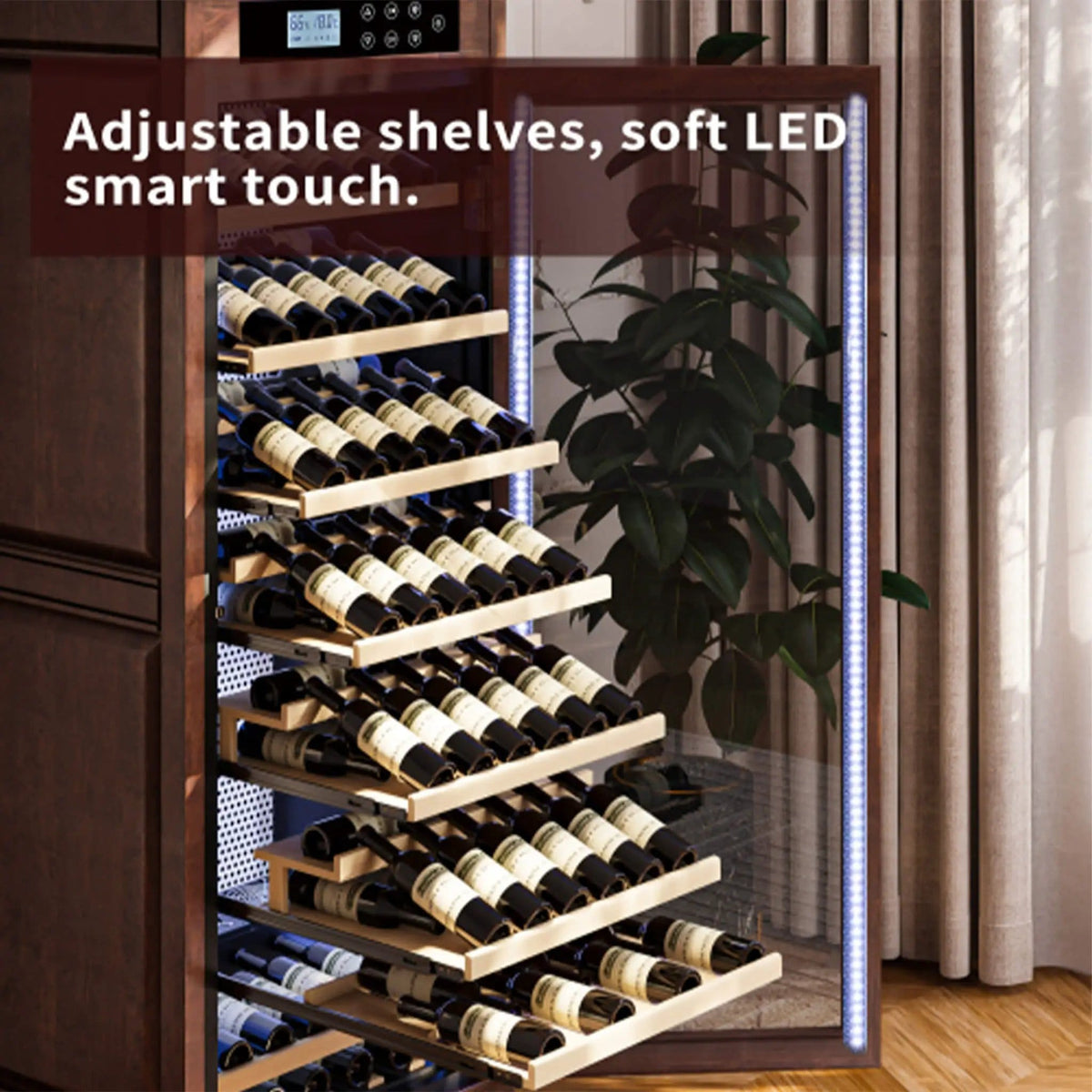 102-Bottle 10.6 Cu.Ft Wine Cooler Cabinet With LED Lighting And Temperature Control | 10.6 Cu Ft | Glass | Wine Fridge