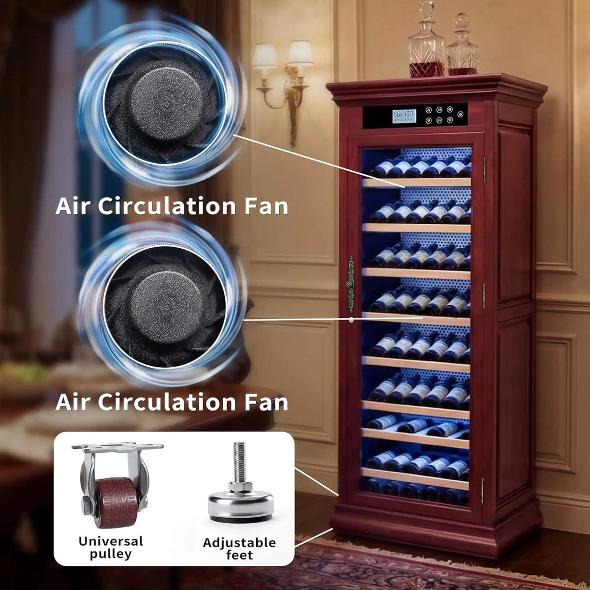 102-Bottle 10.6 Cu.Ft Wine Cooler Cabinet With LED Lighting And Temperature Control | 10.6 Cu Ft | Glass | Wine Fridge