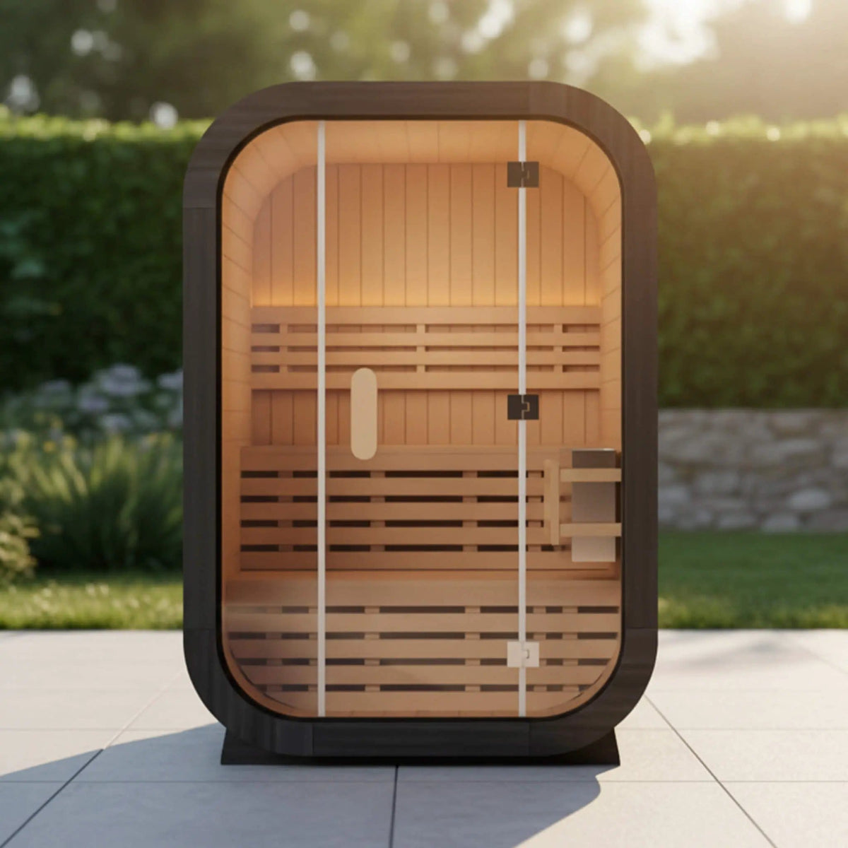 Lund Luxury 2-Person Outdoor Spruce Wood Cube Sauna Kit With 4.5KW Electric Stove | 2-Person | 4.5 kW | Outdoor Living