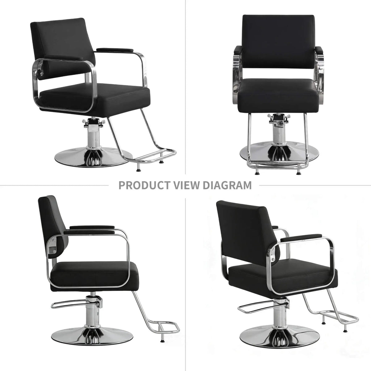 Height-Adjustable Barber Chair | 360-Degree Swivel | Reclining Backrest | Durable Steel Frame