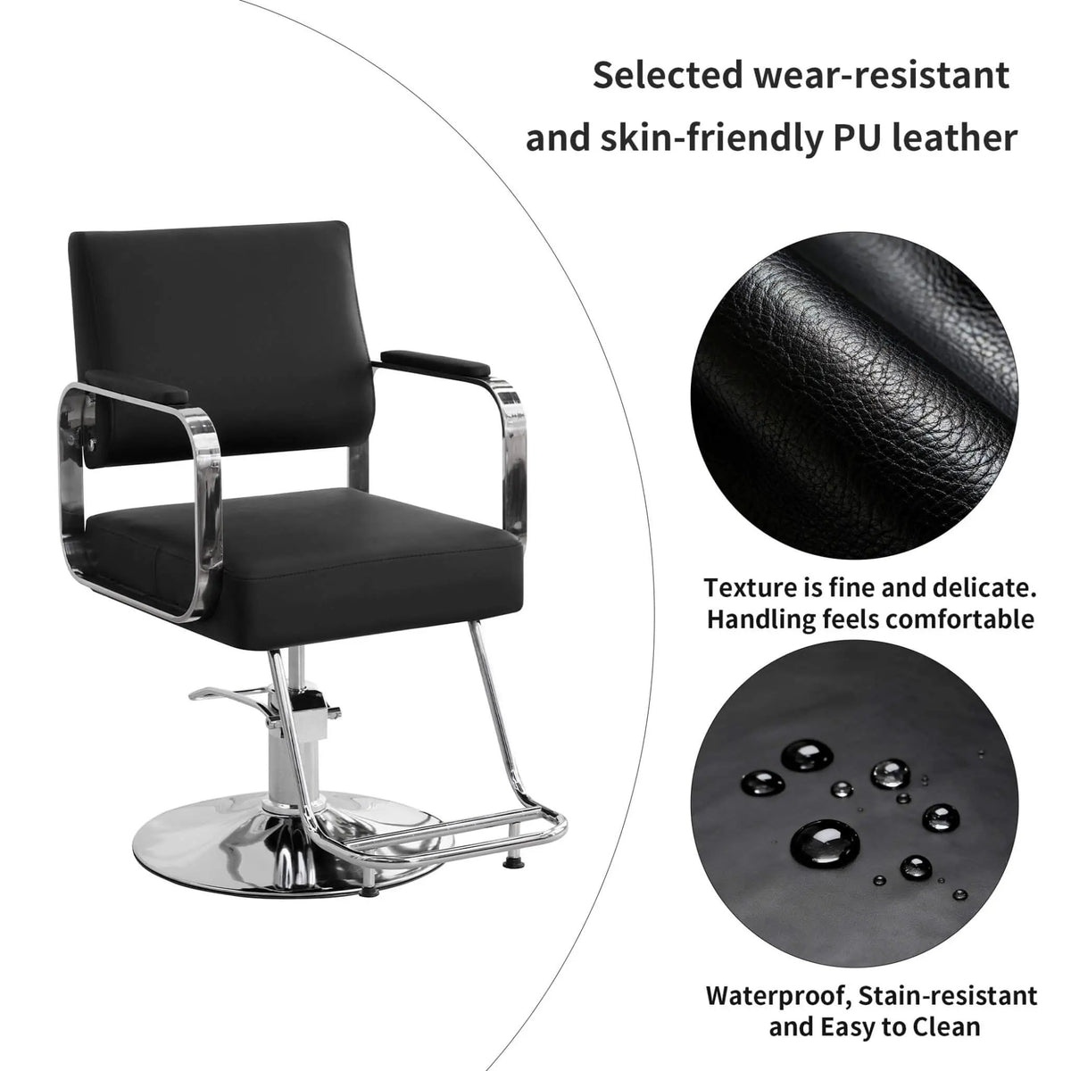 Height-Adjustable Barber Chair | 360-Degree Swivel | Reclining Backrest | Durable Steel Frame