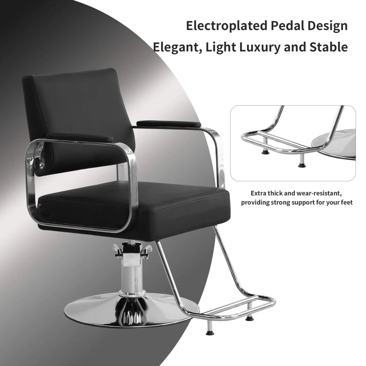 Height-Adjustable Barber Chair | 360-Degree Swivel | Reclining Backrest | Durable Steel Frame