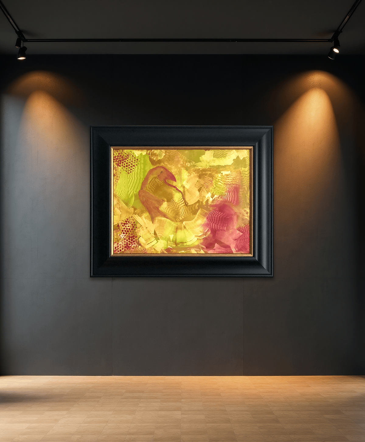 Abstract Raven Original Oil Painting | Painted in Shades of Red, Yellow, Orange | Framed | Collectors & Hosts