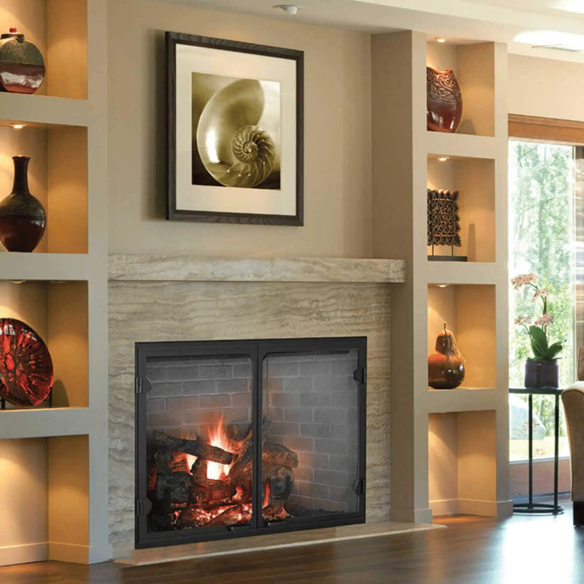 Majestic Biltmore Radiant 36-Inch Open Wood Burning Fireplace | 36 Inch | Glass | Living Room