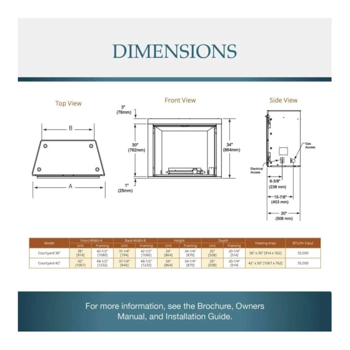 Majestic Courtyard 55K BTU 42 Inch Traditional Outdoor Gas Fireplace With Stacked | 42 Inch | Concrete | Natural Gas Fireplace