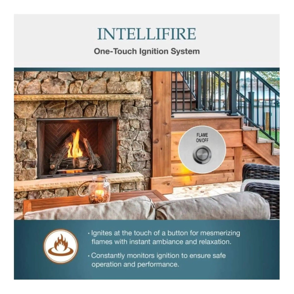 Majestic Courtyard 55K BTU 42 Inch Traditional Outdoor Gas Fireplace With Stacked | 42 Inch | Concrete | Natural Gas Fireplace