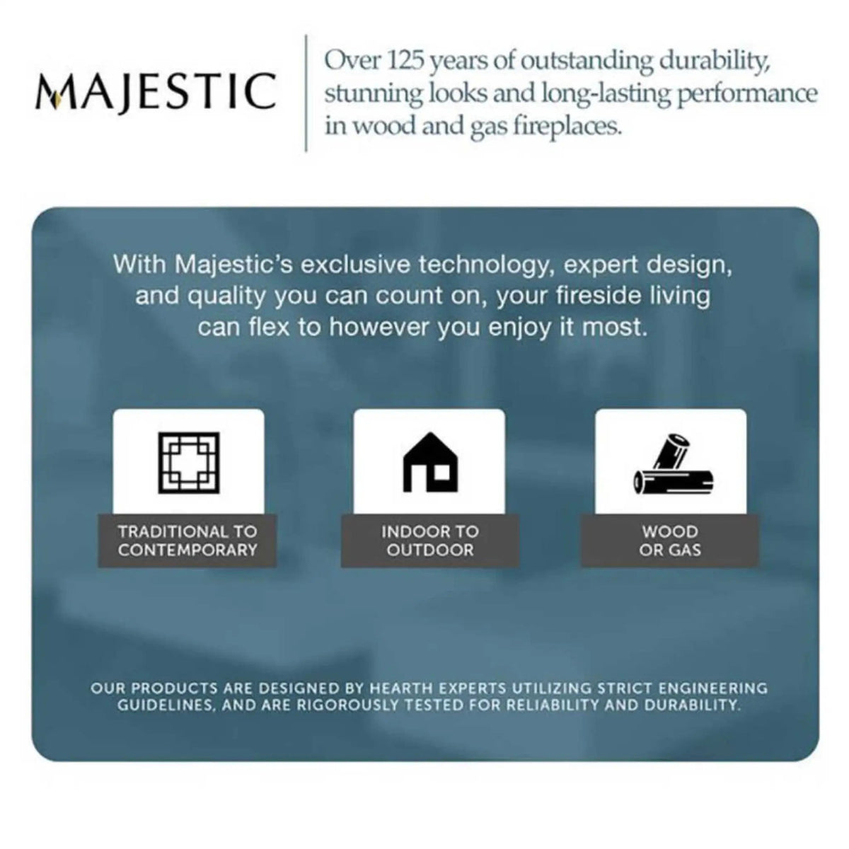 Majestic Meridian 36-Inch Platinum Natural Gas Fireplace | 36 Inch | Ceramic | Living Room