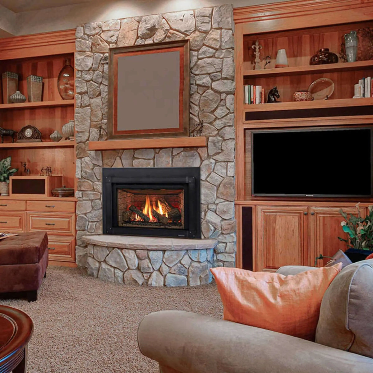 Majestic Meridian 36-Inch Platinum Natural Gas Fireplace | 36 Inch | Ceramic | Living Room