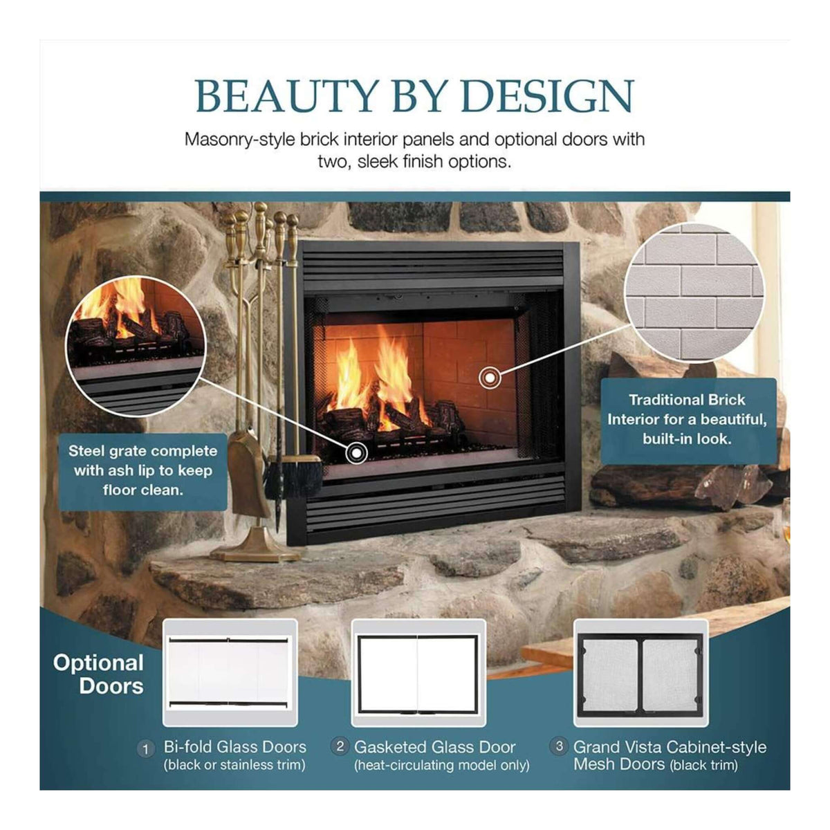 Majestic Sovereign 42-Inch Black Wood Burning Fireplace | 42 Inch | Steel | Living Room