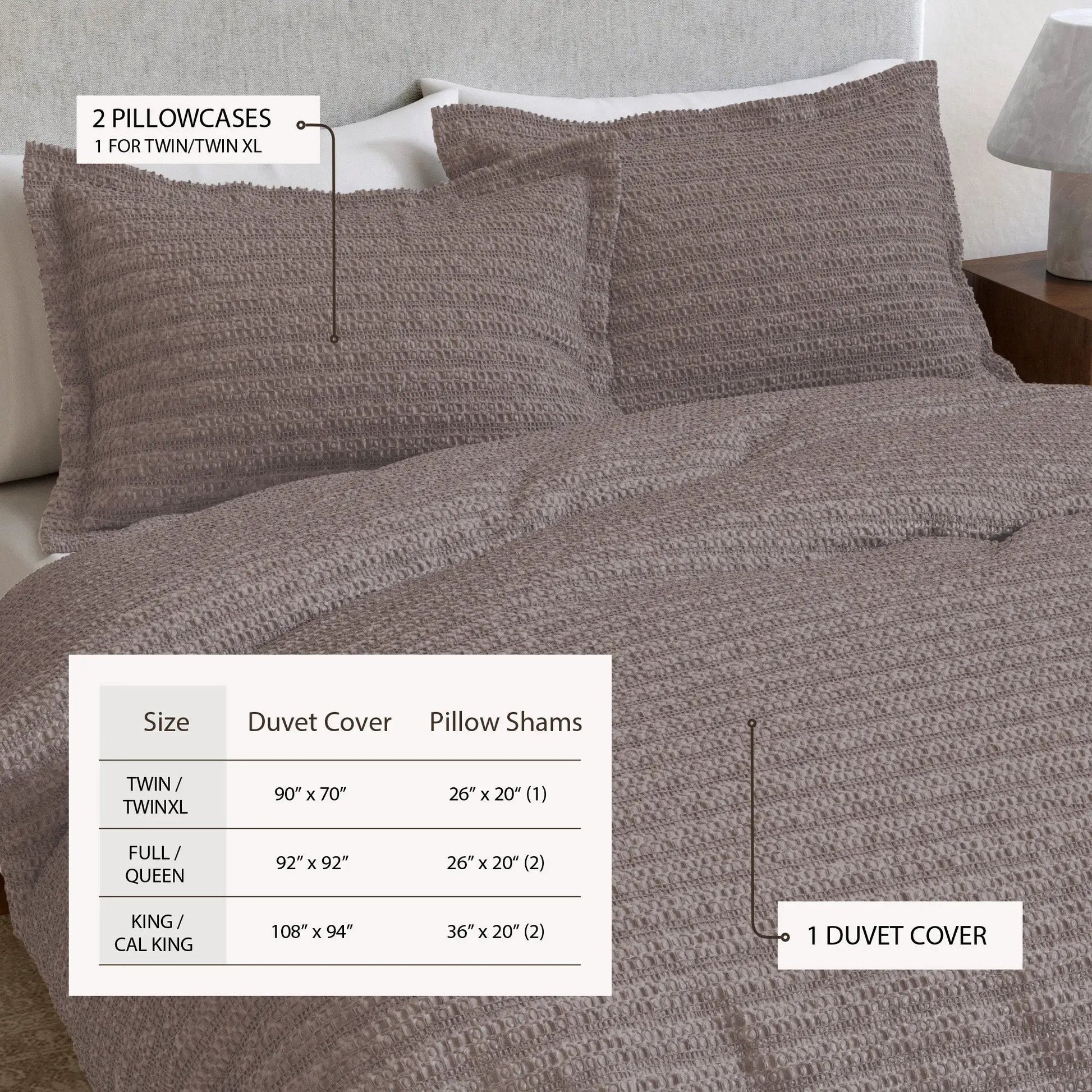 100% Cotton Honeycomb Waffle Duvet Set - Mattea Collection from PriceLows™
