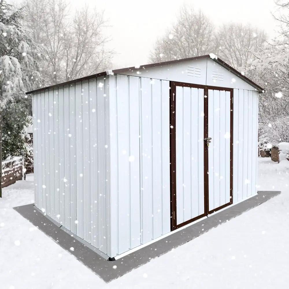 Metal Garden Storage Shed | Large White Outdoor Design | Aluminum Frames | Hinged Door