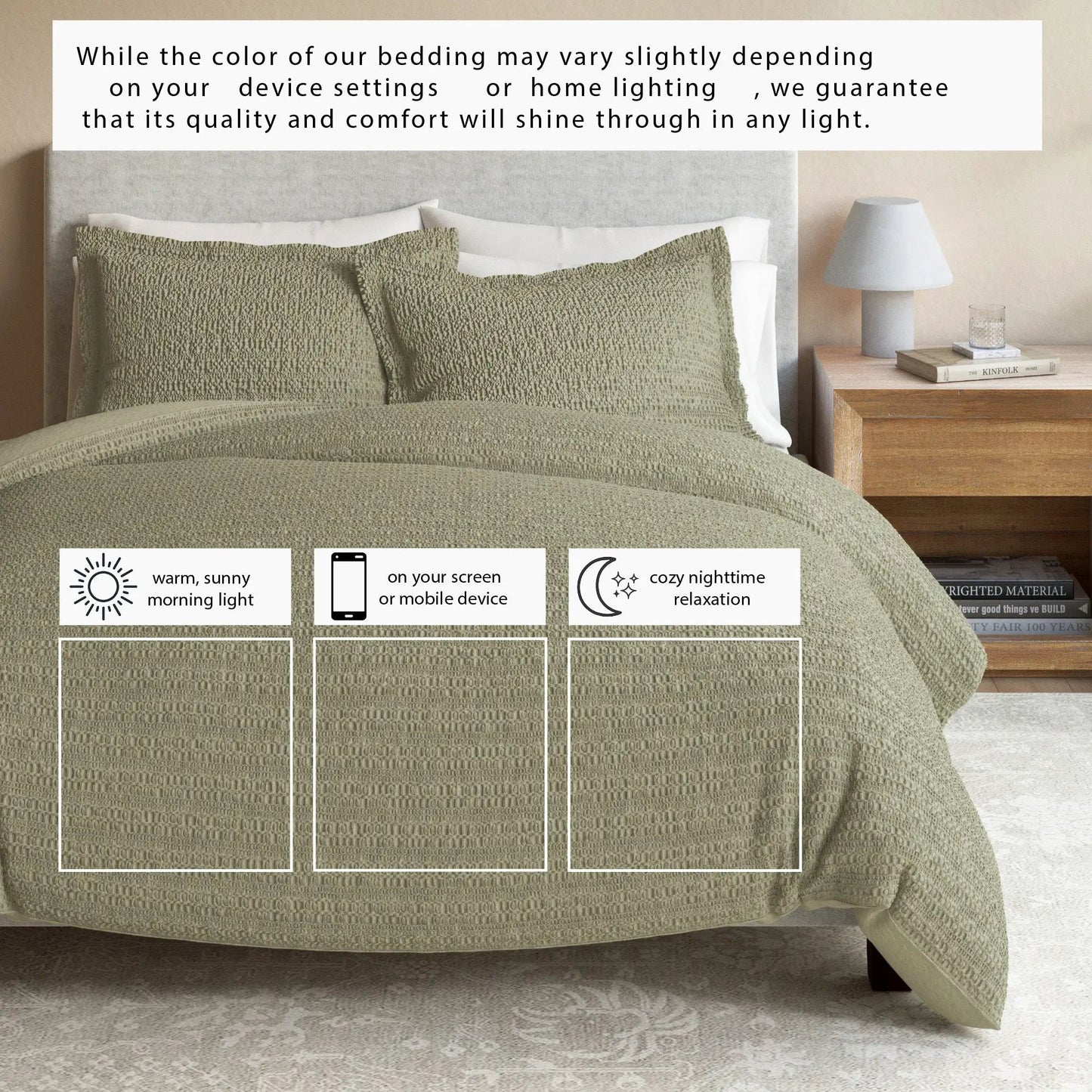100% Cotton Honeycomb Waffle Duvet Set - Mattea Collection from PriceLows™