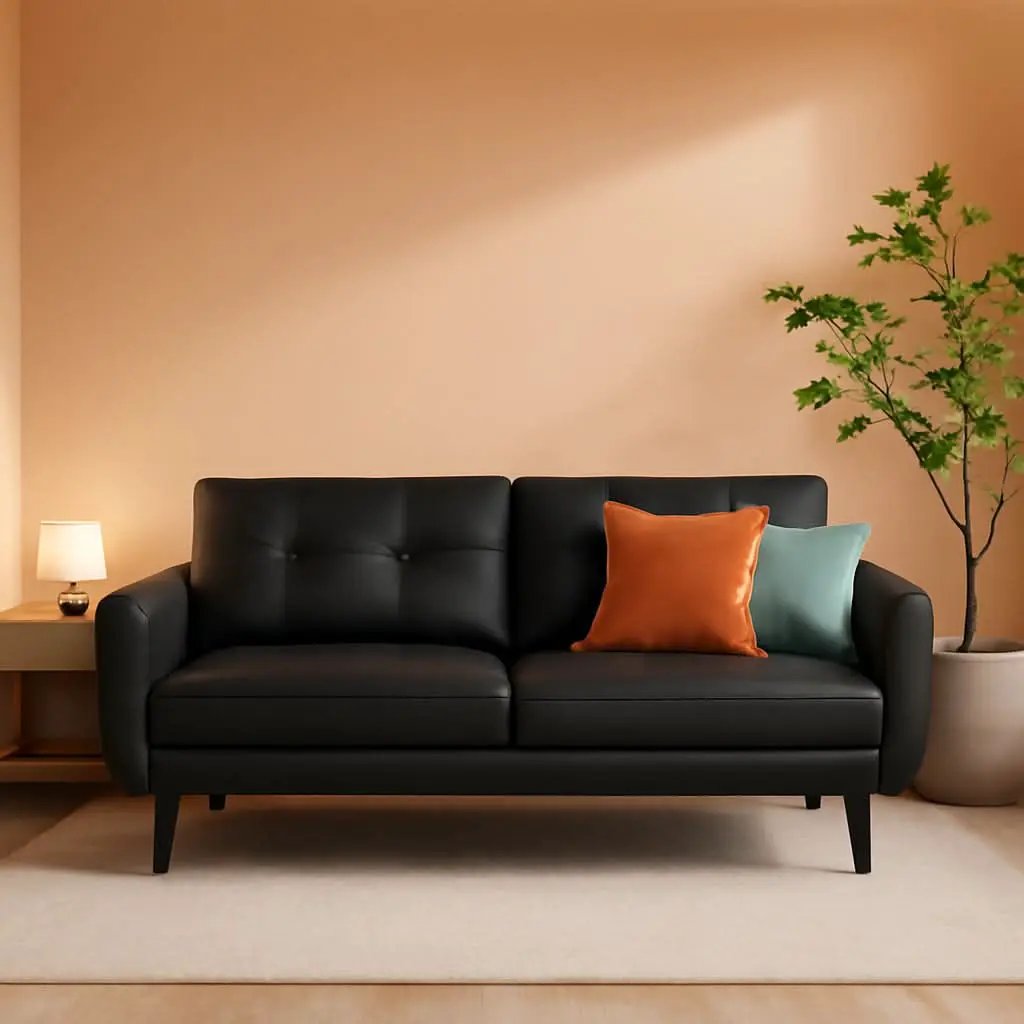 Mid Century Modern Black Loveseat Sofa for Small Spaces from PriceLows™