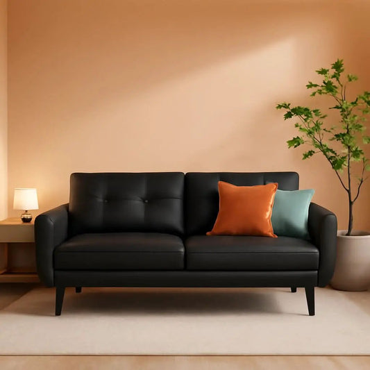 Mid Century Modern Black Loveseat Sofa for Small Spaces from PriceLows™
